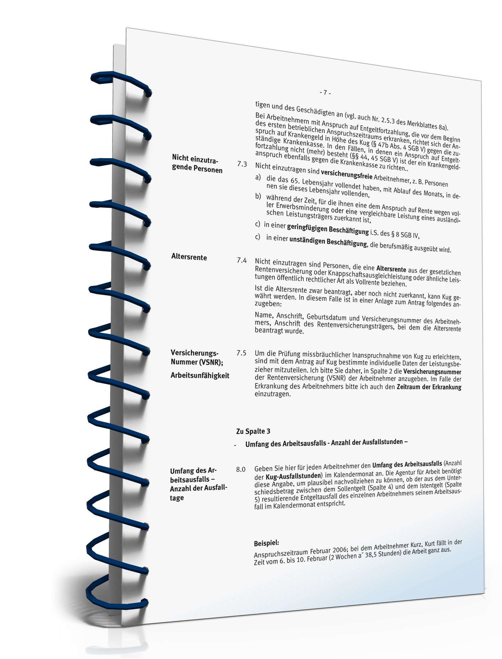 Hinweise zum Antrag Kurzarbeitergeld PDF. Seite: 7