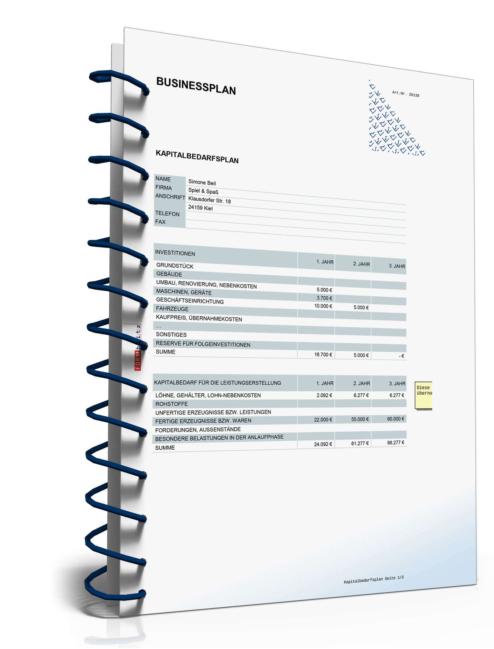 Businessplan Spielwarenhandel Excel. Seite: 18