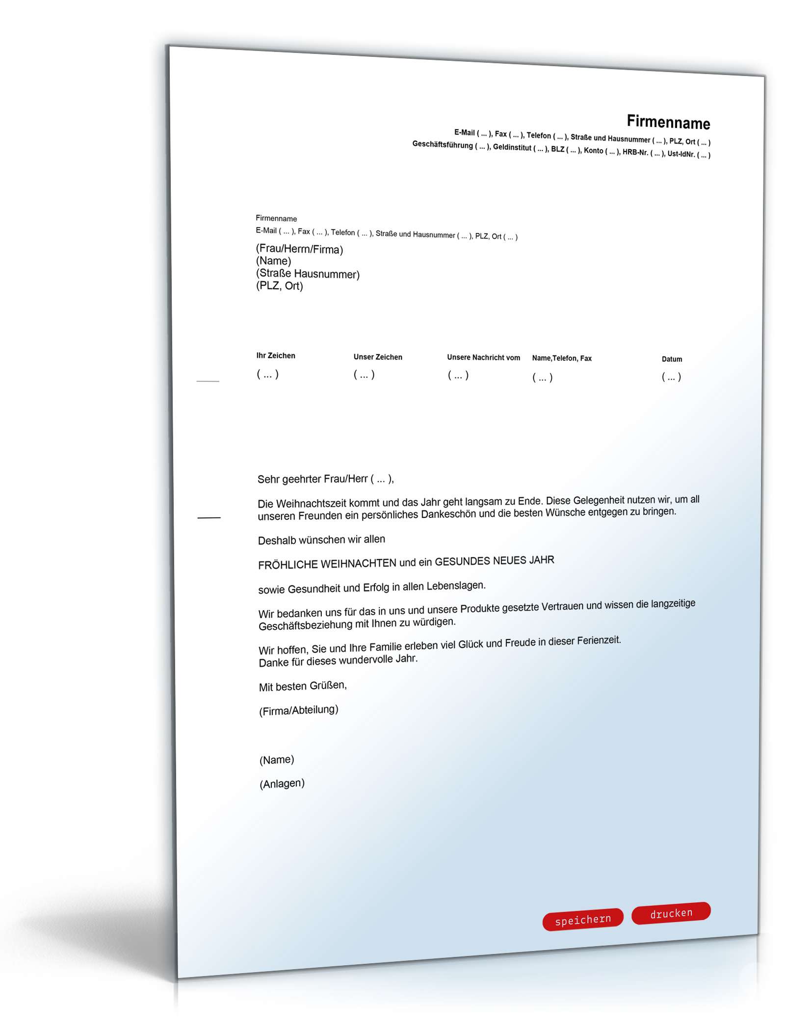 Weihnachtsbrief Geschäftspartner Englisch/Deutsch PDF. Seite: 2