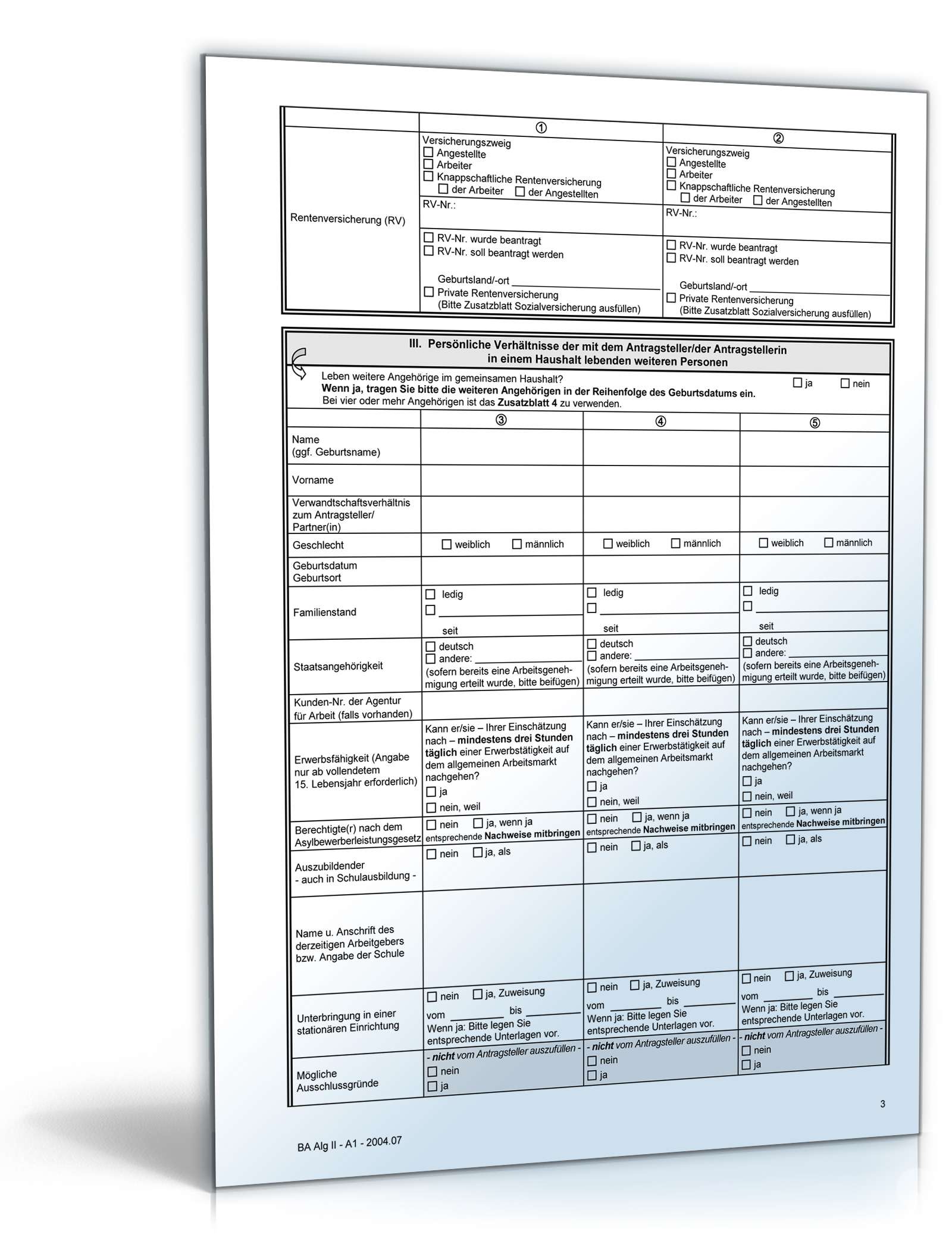 Antrag auf Bürgergeld PDF. Seite: 3