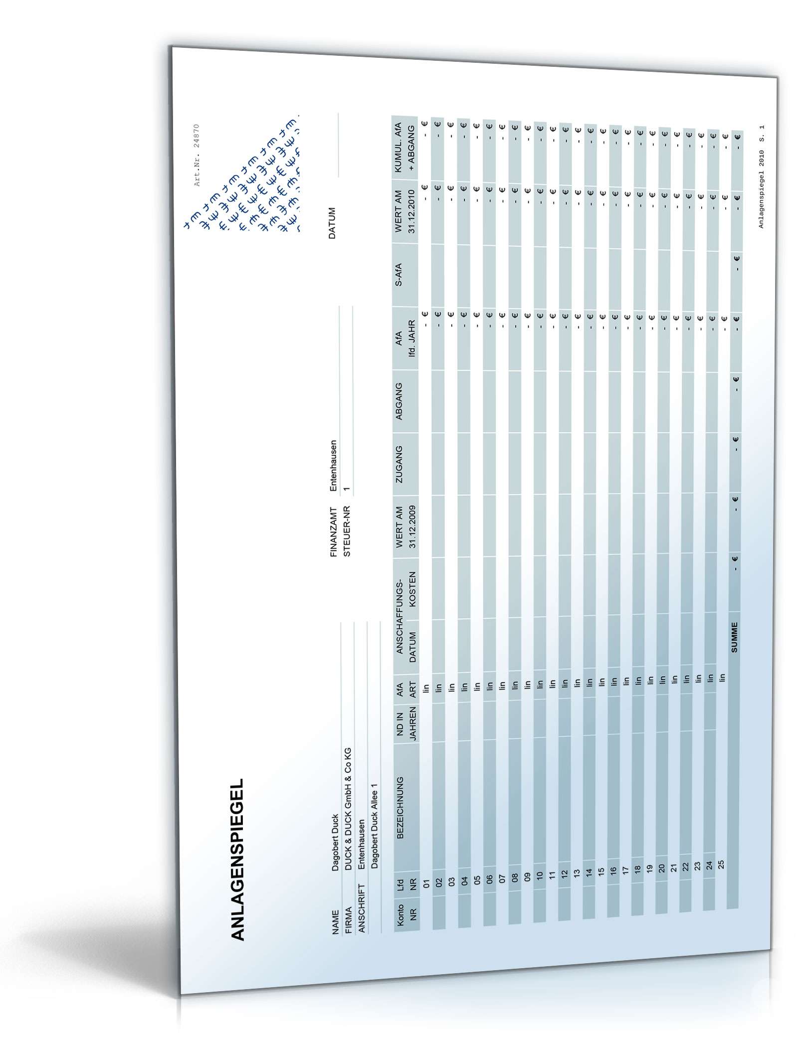 Anlagenverzeichnis Excel. Seite: 3
