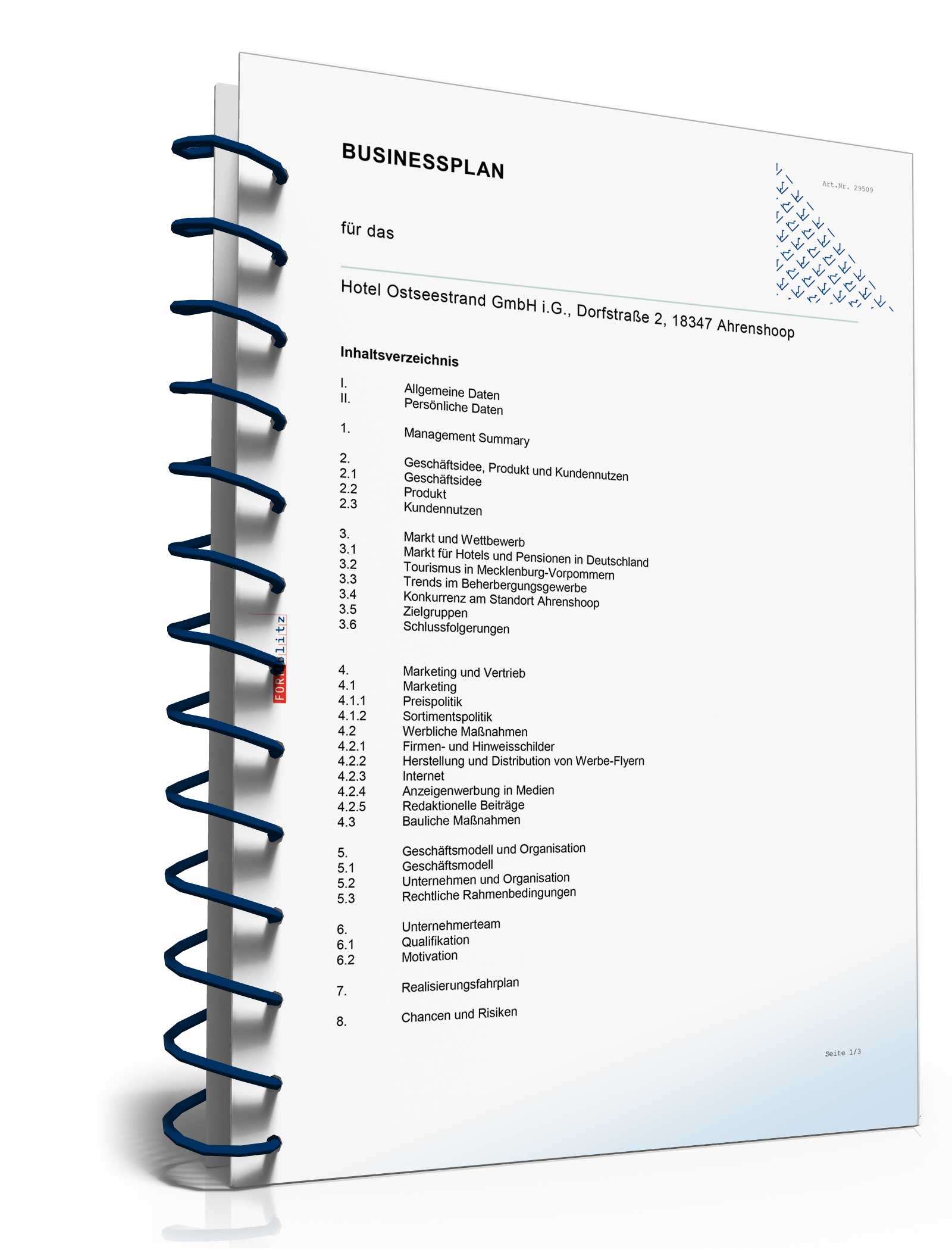 Businessplan Hotel Excel. Seite: 3