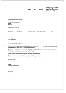 Bestätigung eines telefonischen Auftrags (englisch/deutsch) Word