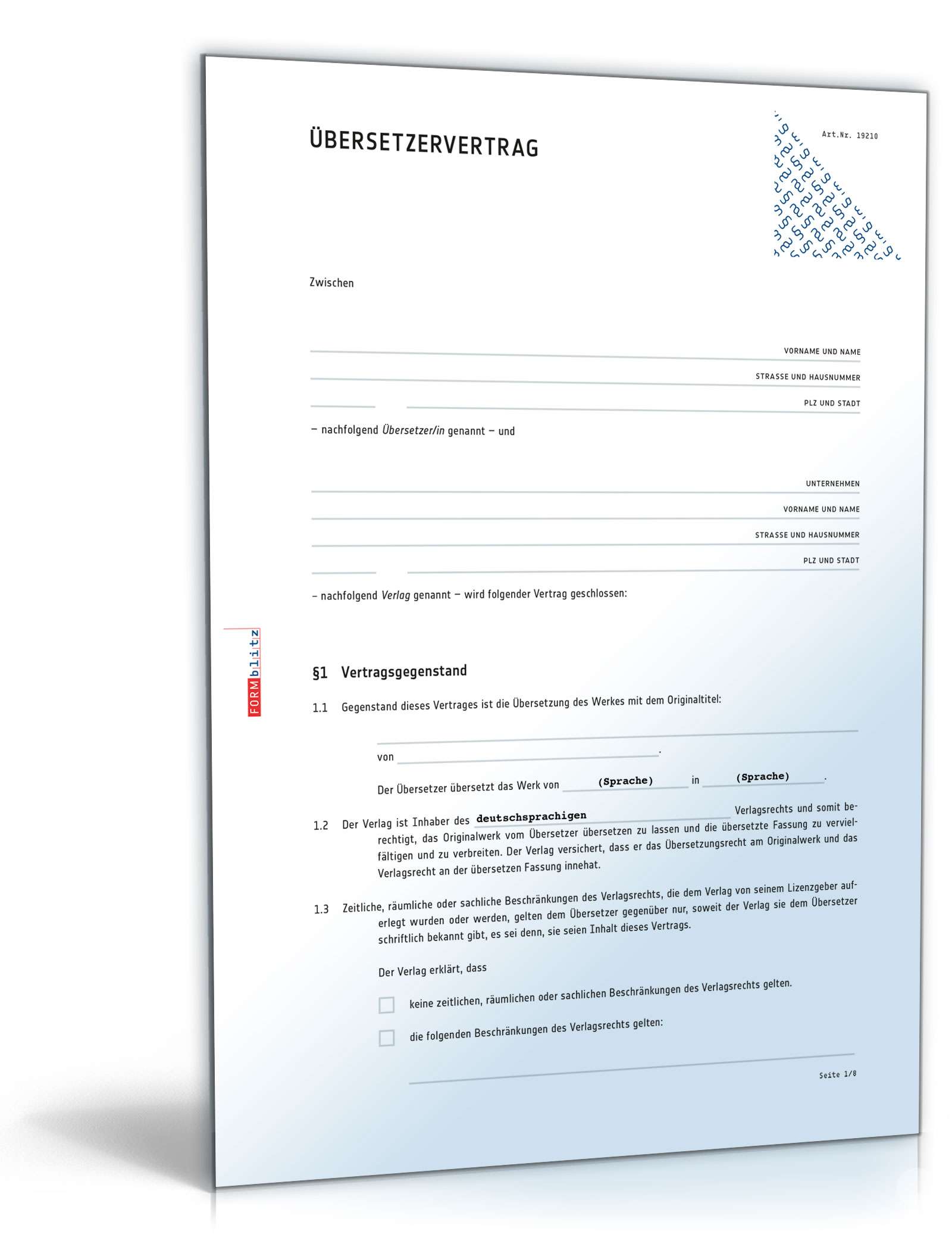 Übersetzervertrag PDF