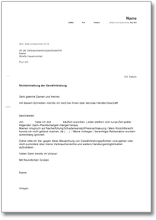 Beschwerde bei Verbraucherschutzzentrale oder IHK Word