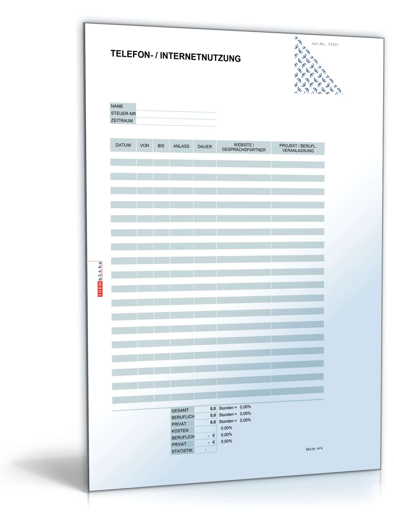 Einzelverbindungsnachweis Excel. Seite: 13