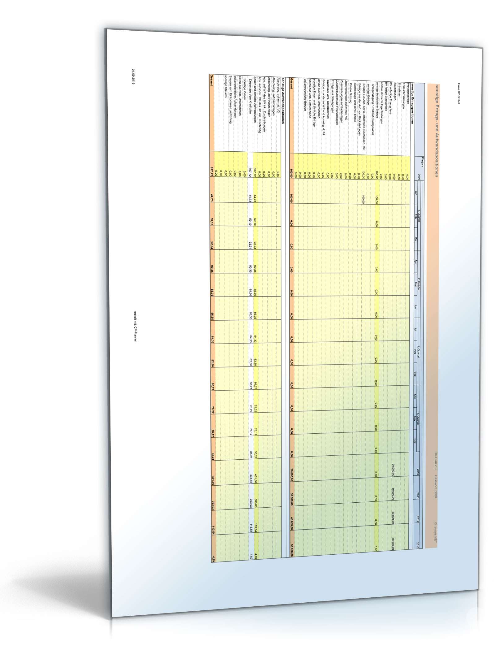 Unternehmensplanung Excel. Seite: 17