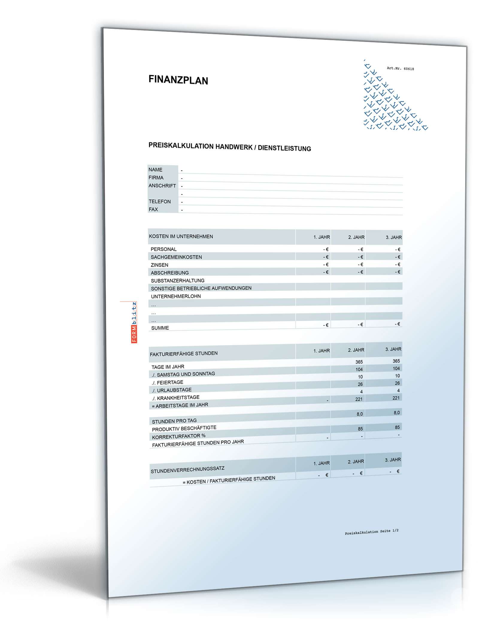Finanzplan Excel. Seite: 3