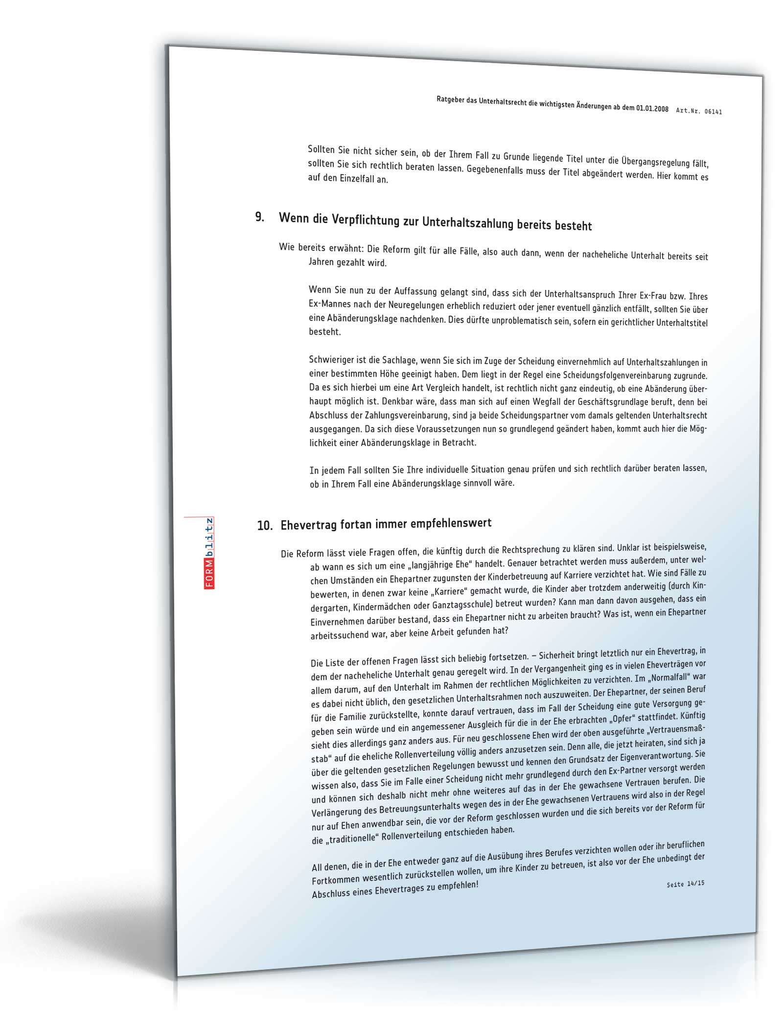 Ehevertrag nachehelicher Unterhalt inkl. Ratgeber Excel. Seite: 15