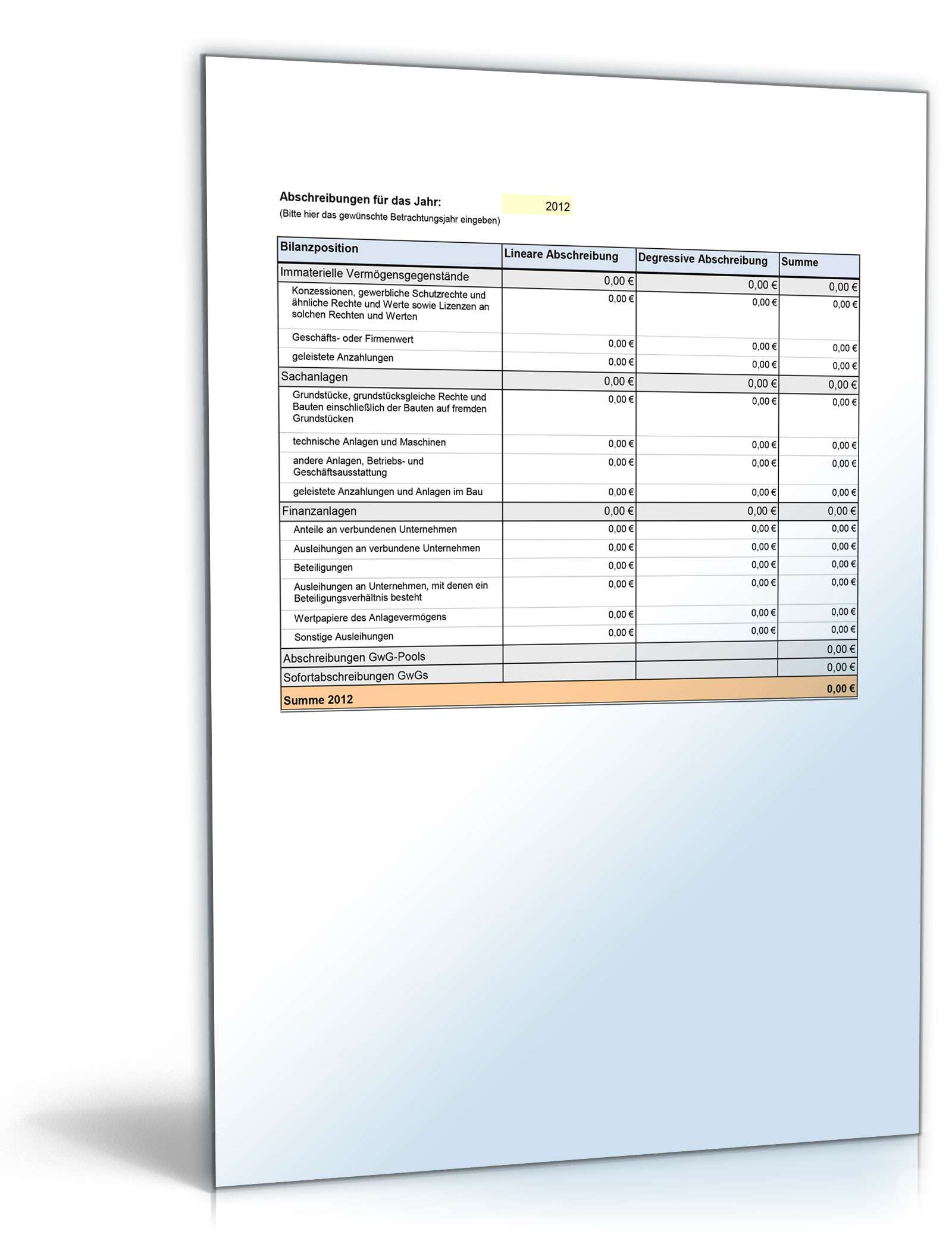 Anlagenverwaltung Excel. Seite: 3