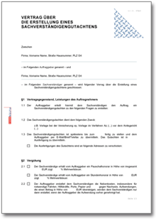 Vertrag Sachverständigengutachten Word