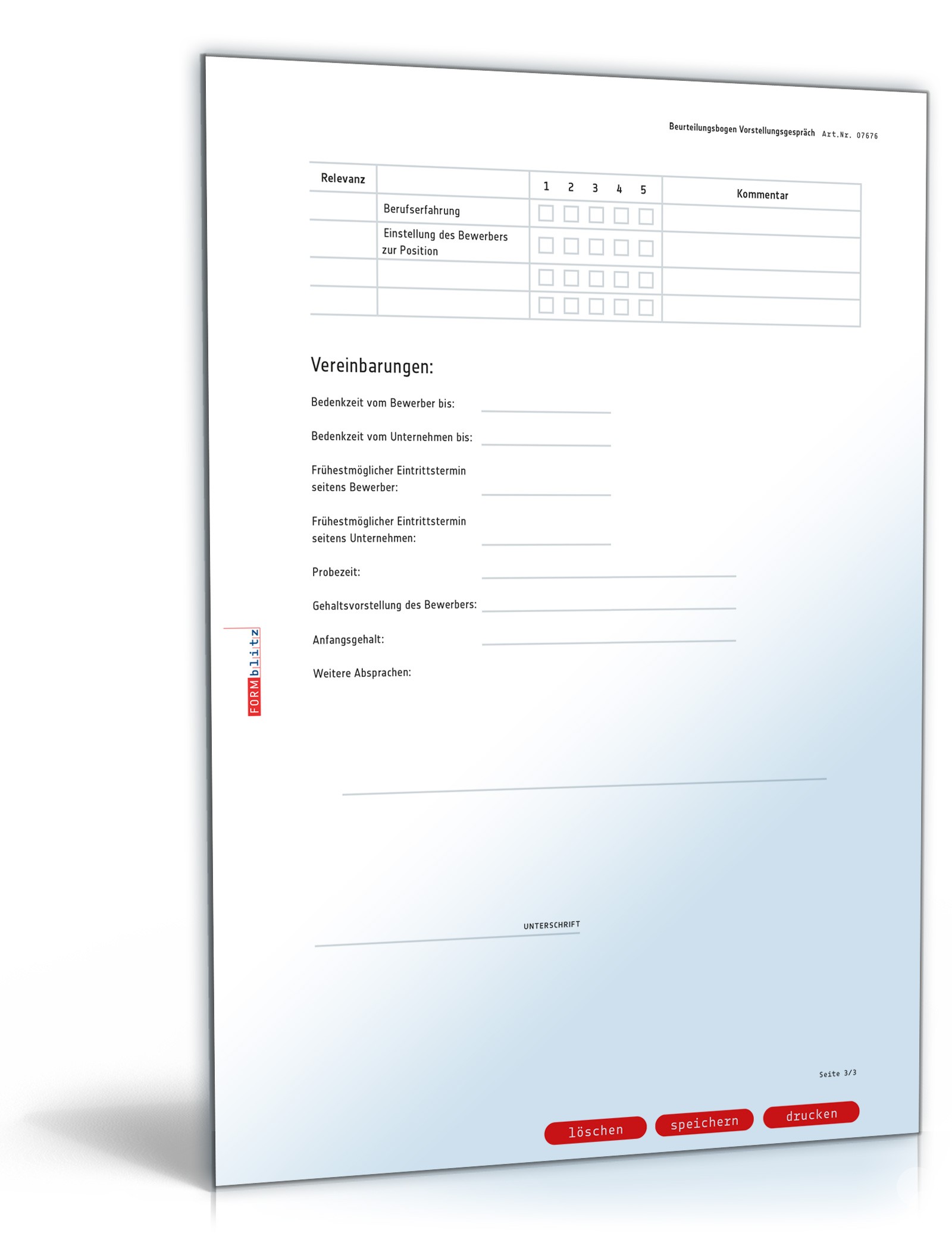 Auswertung Vorstellungsgespräch PDF. Seite: 3