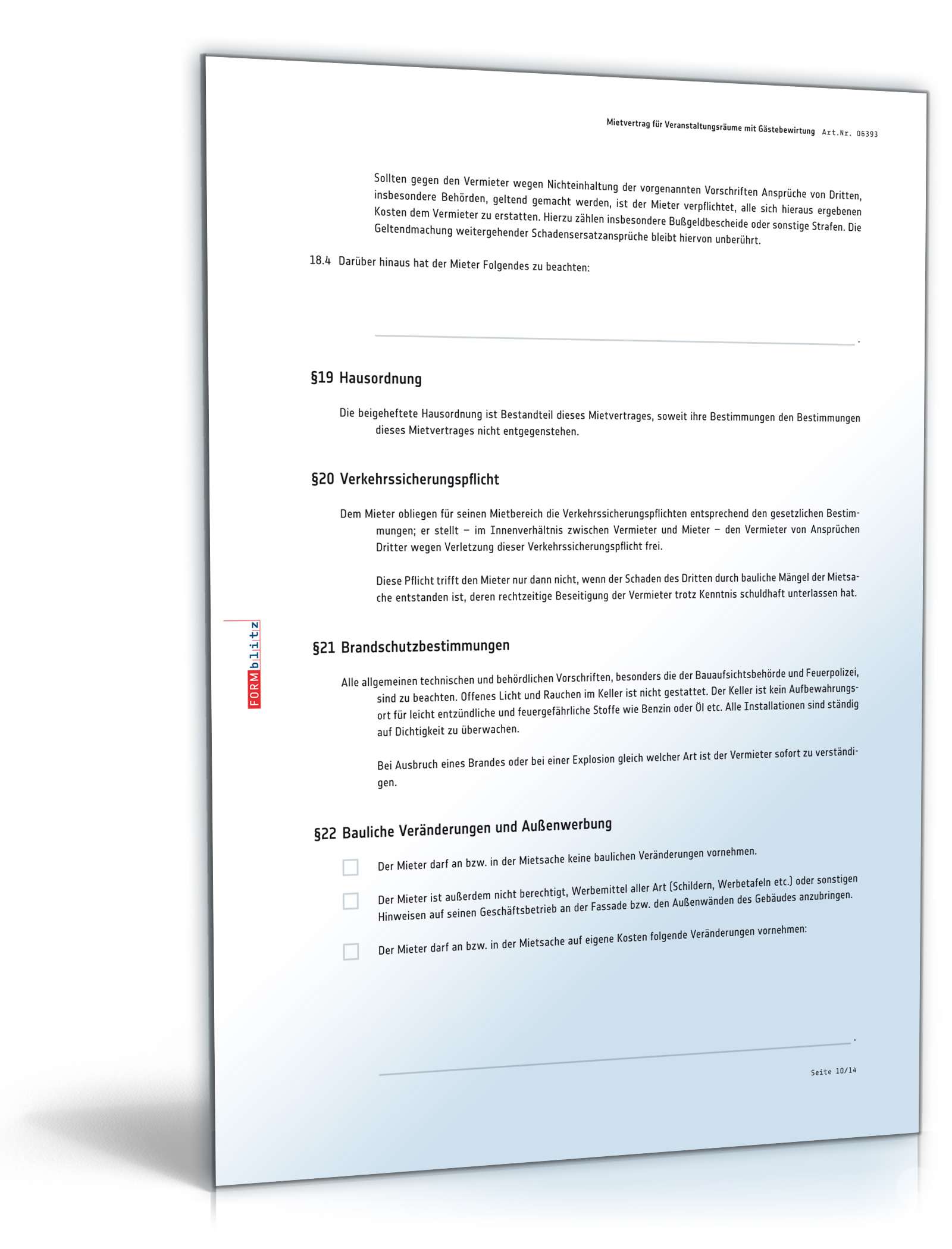 Mietvertrag Veranstaltungsraum PDF. Seite: 10