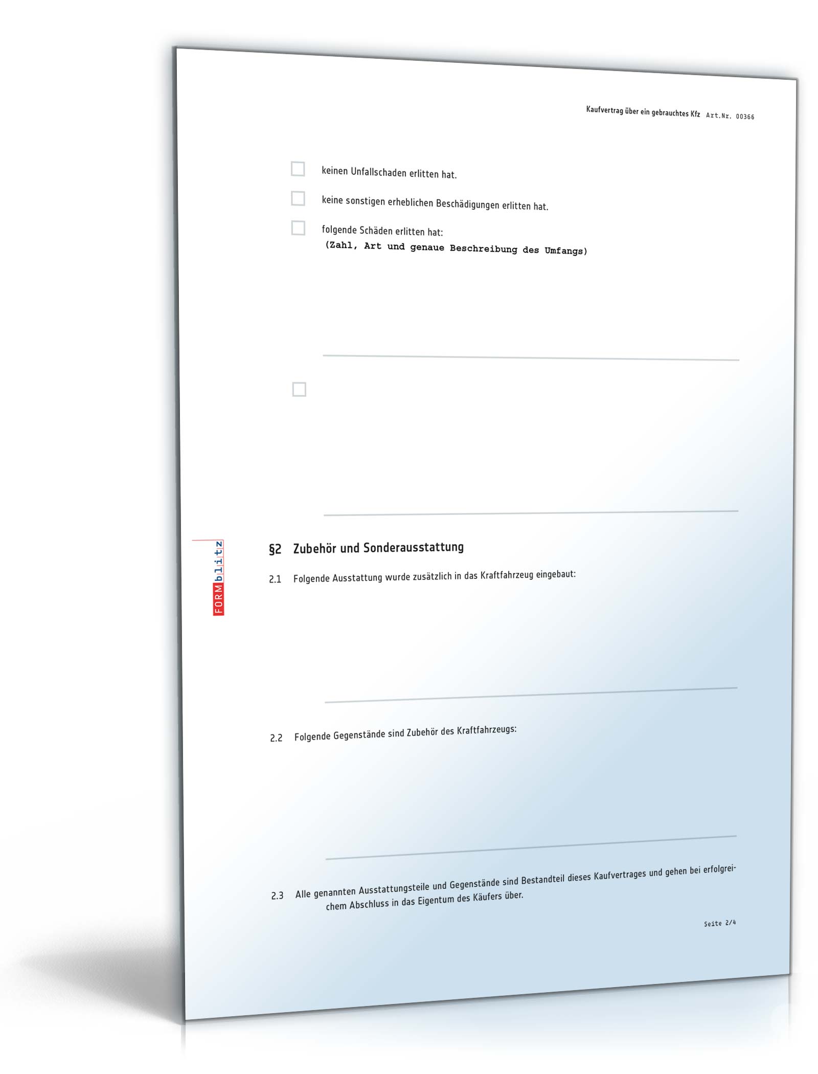Kfz-Kaufvertrag Privatverkauf PDF. Seite: 2