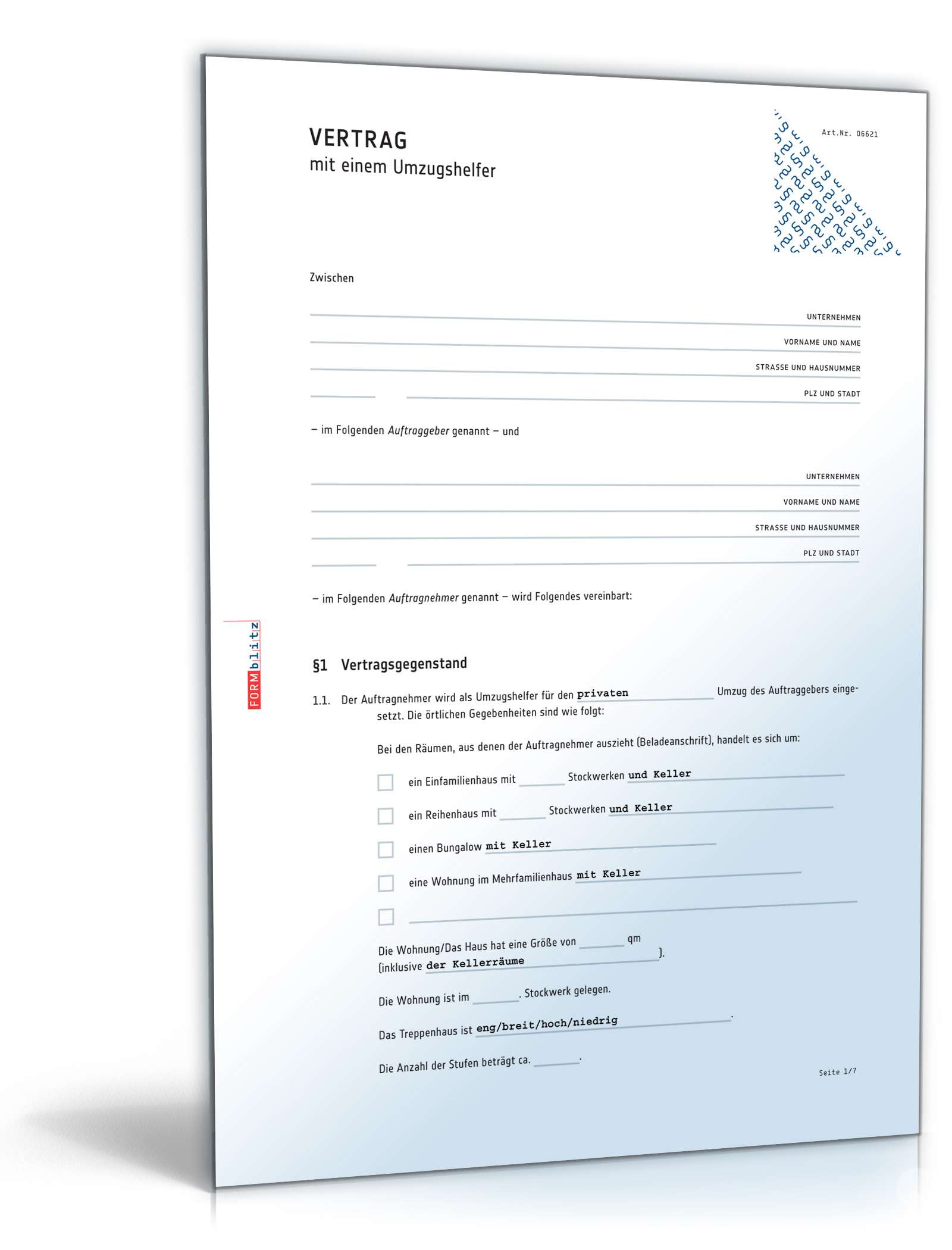 Vertrag Umzugshelfer PDF