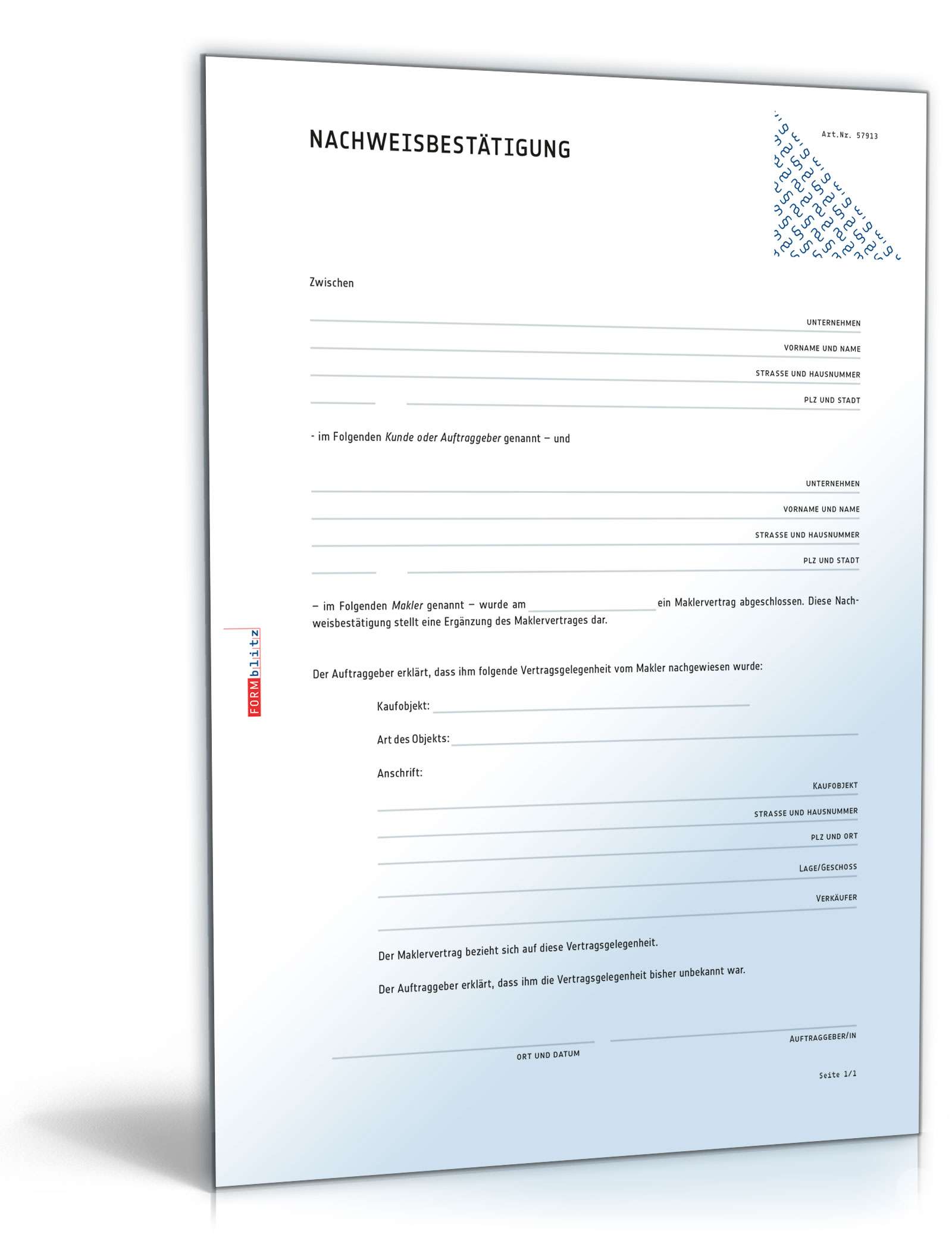 Nachweisbestätigung Makler und Käufer  PDF