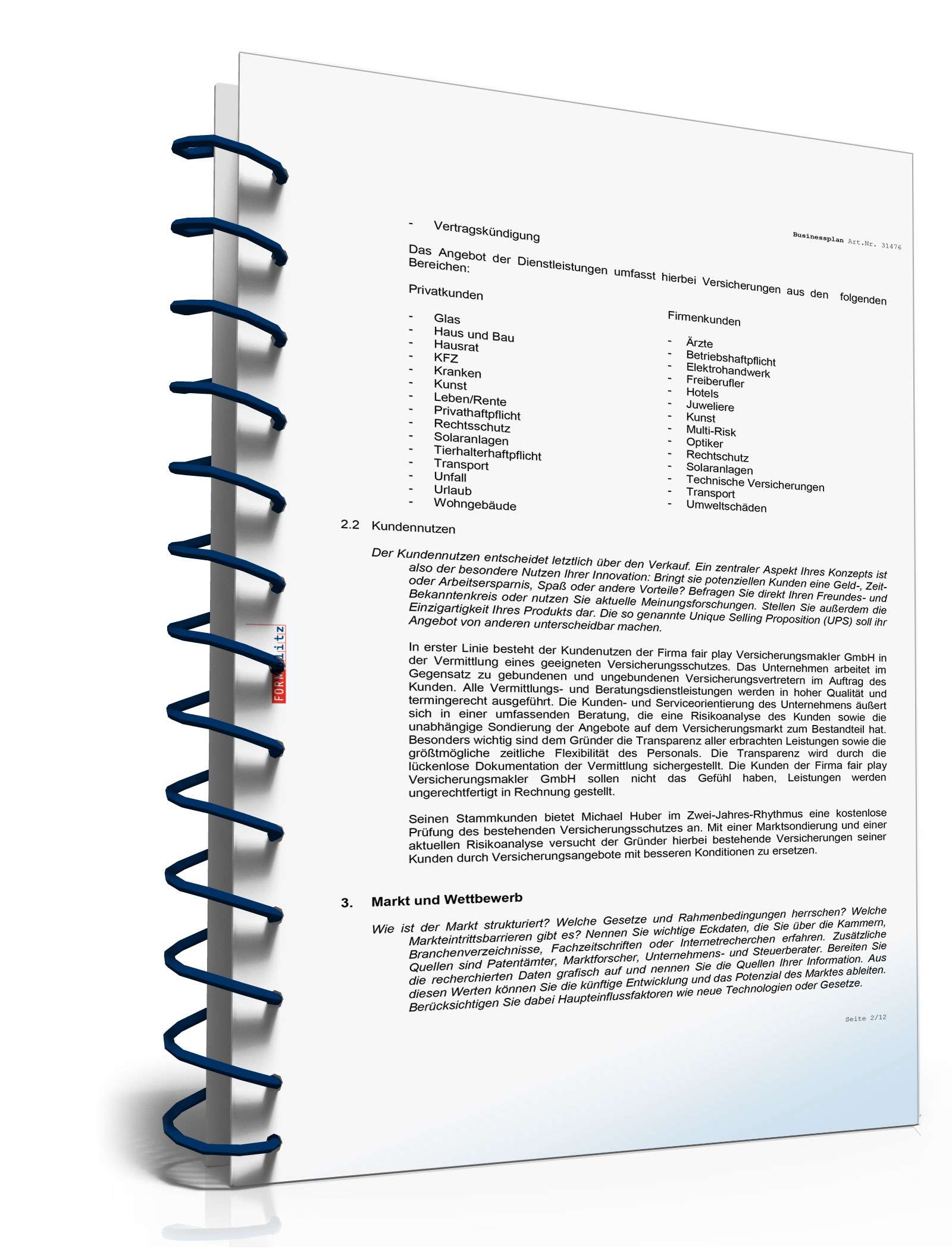 Businessplan Versicherungsmakler Excel. Seite: 4