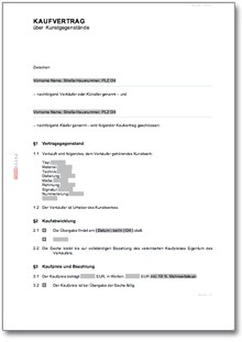 Kaufvertrag Kunstgegenstand Word