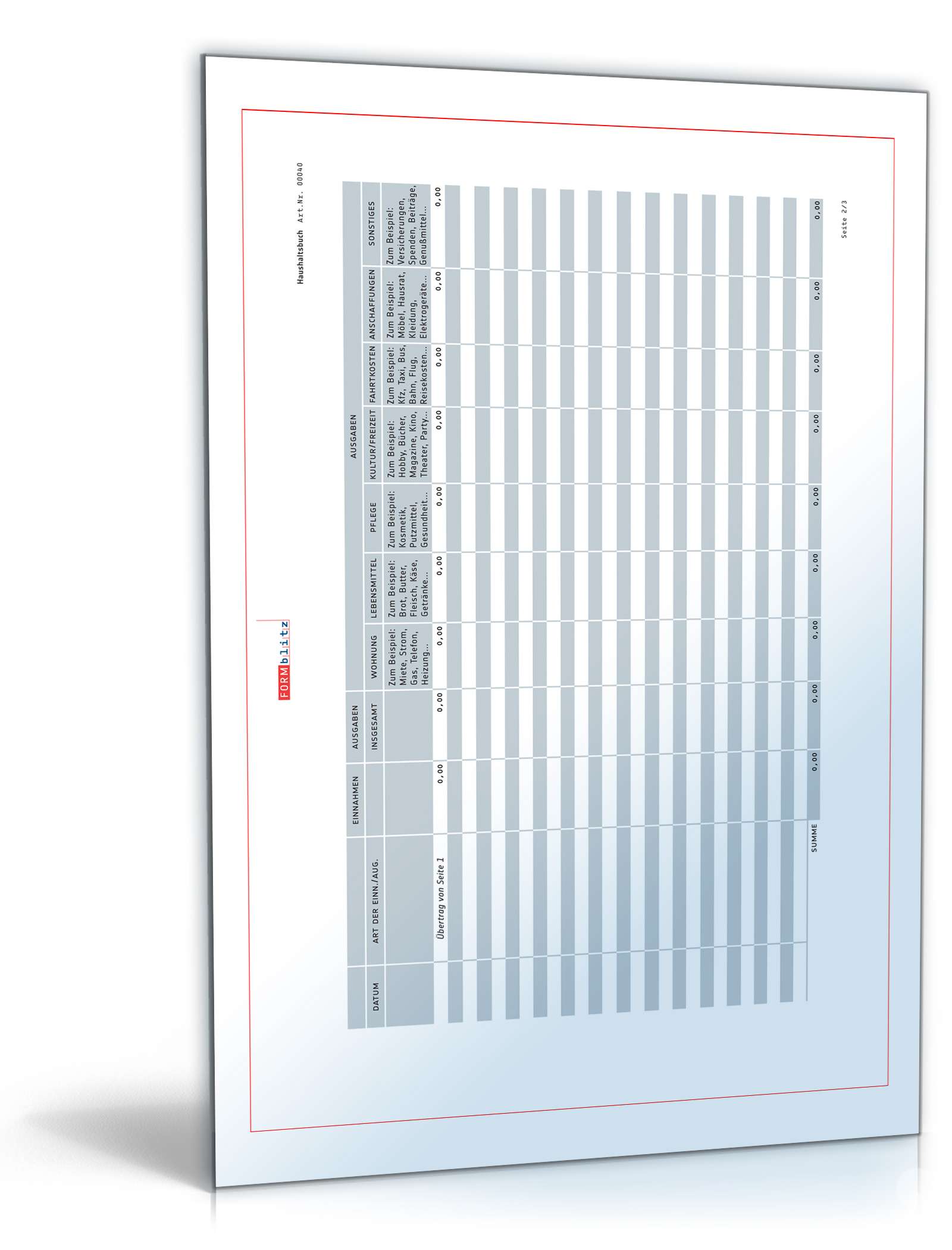 Haushaltsbuch PDF. Seite: 2