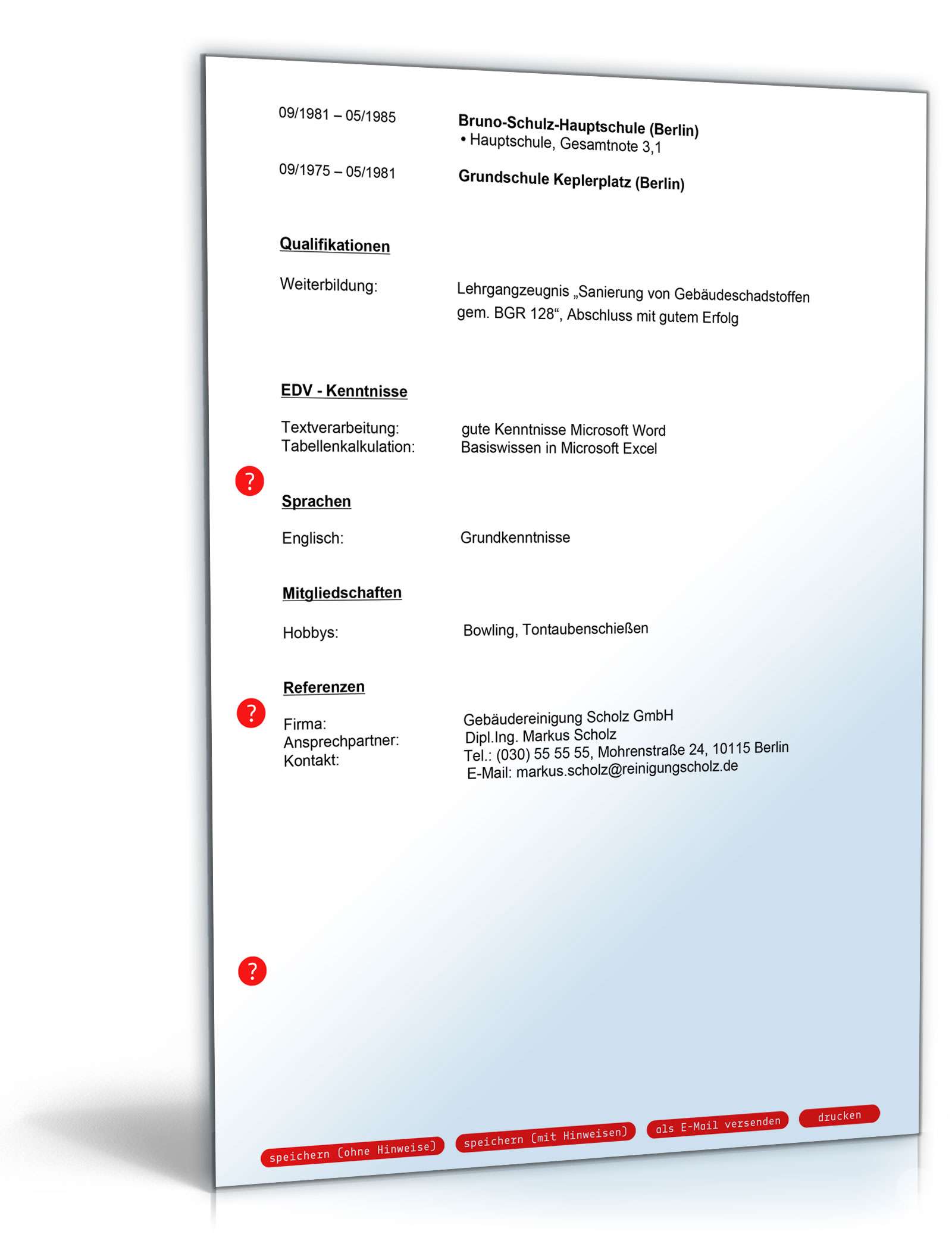 Lebenslauf Gebäudereiniger PDF. Seite: 3