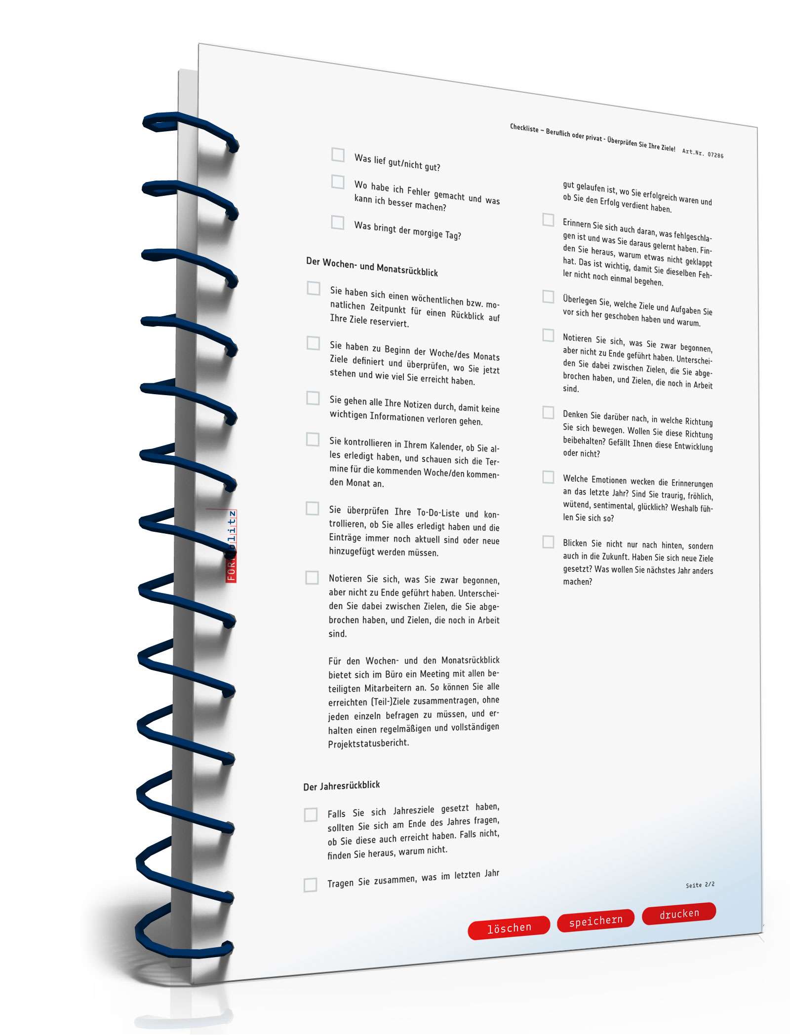 Checkliste Ziele beruflich/privat PDF. Seite: 2