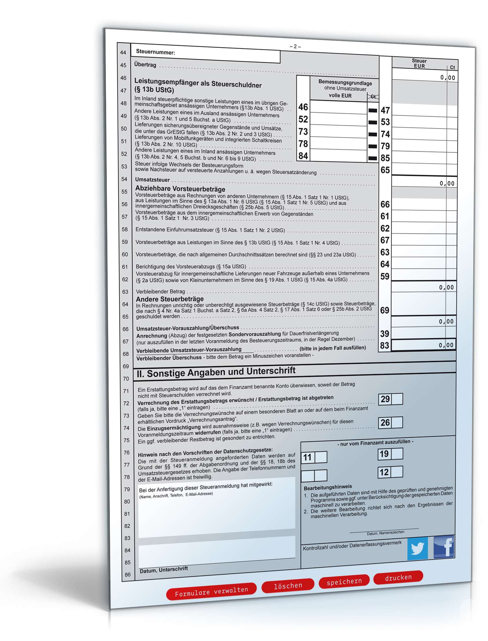 Umsatzsteuervoranmeldung 2014 PDF. Seite: 2