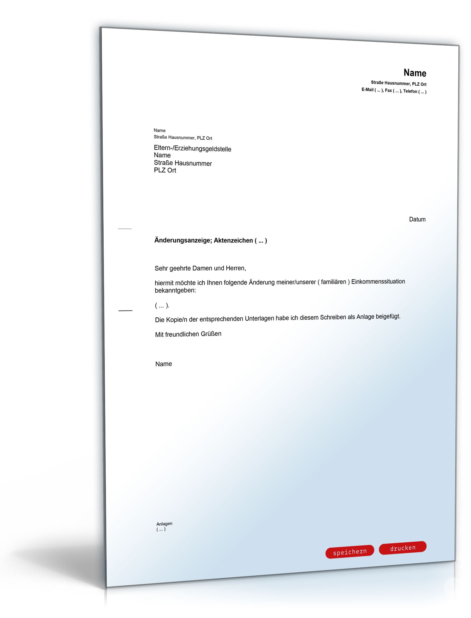 Mitteilung an die Elterngeldstelle PDF