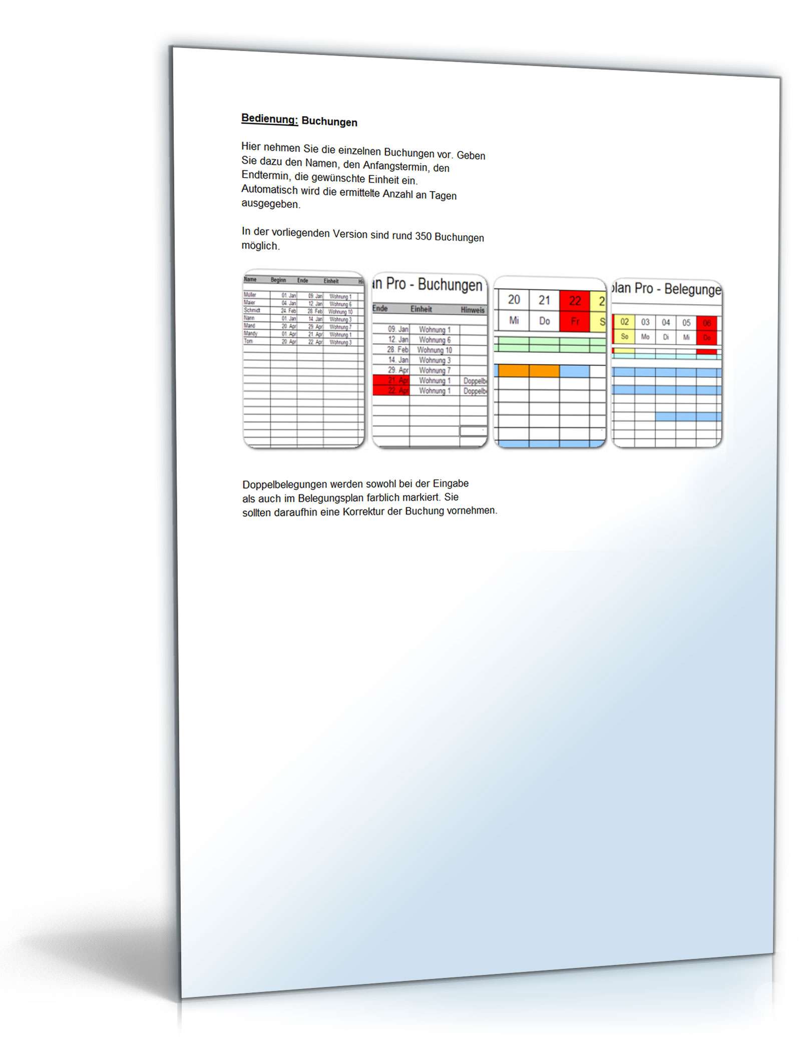 Belegungsplan Pro Excel. Seite: 2