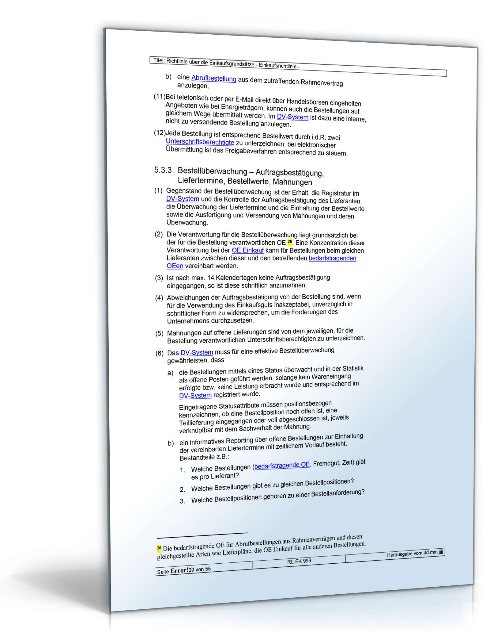 Richtlinien über die Einkaufsgrundsätze Word. Seite: 29