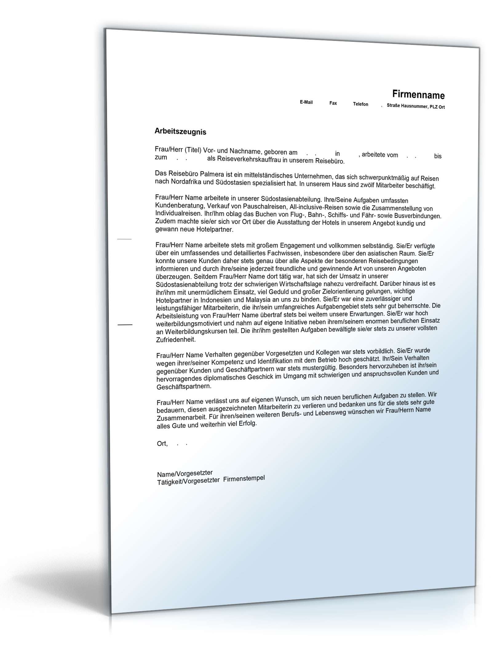 Arbeitszeugnis Reiseverkehrskaufleute Excel. Seite: 4