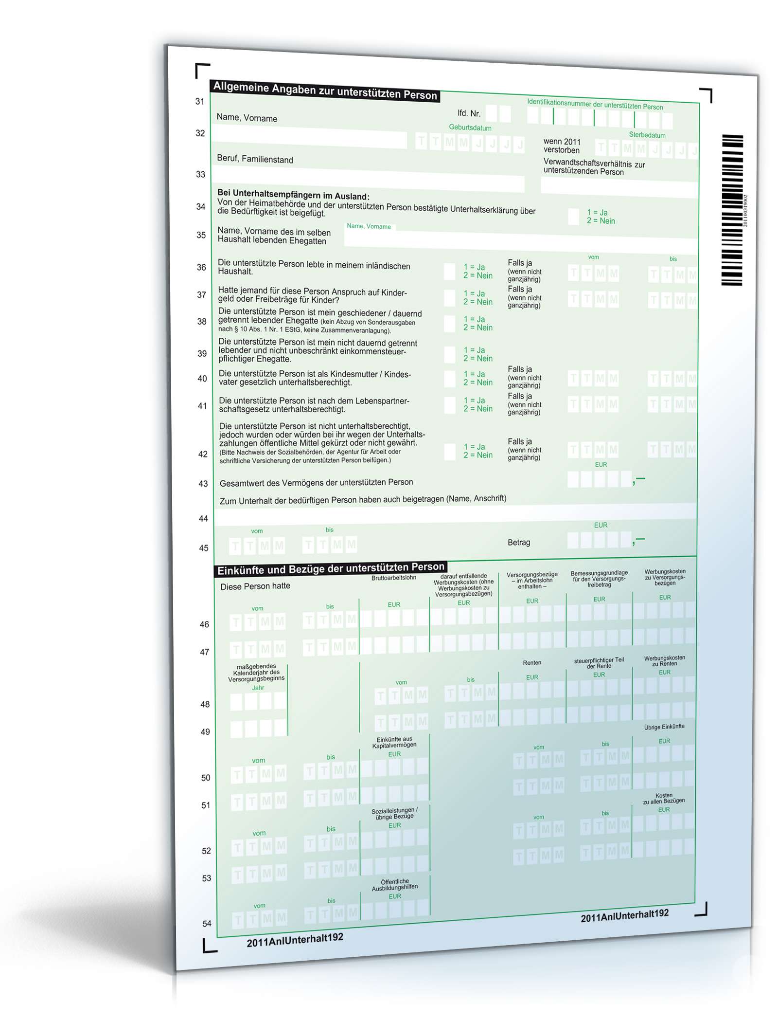 Anlage Unterhalt 2011 PDF. Seite: 2