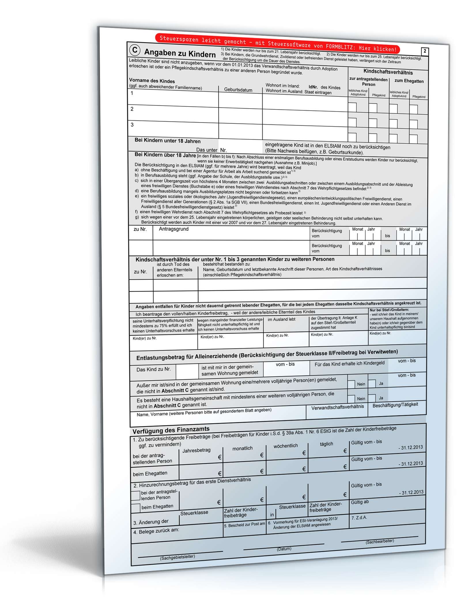 Vereinfachter Antrag auf Lohnsteuer-Ermäßigung 2013 PDF. Seite: 2