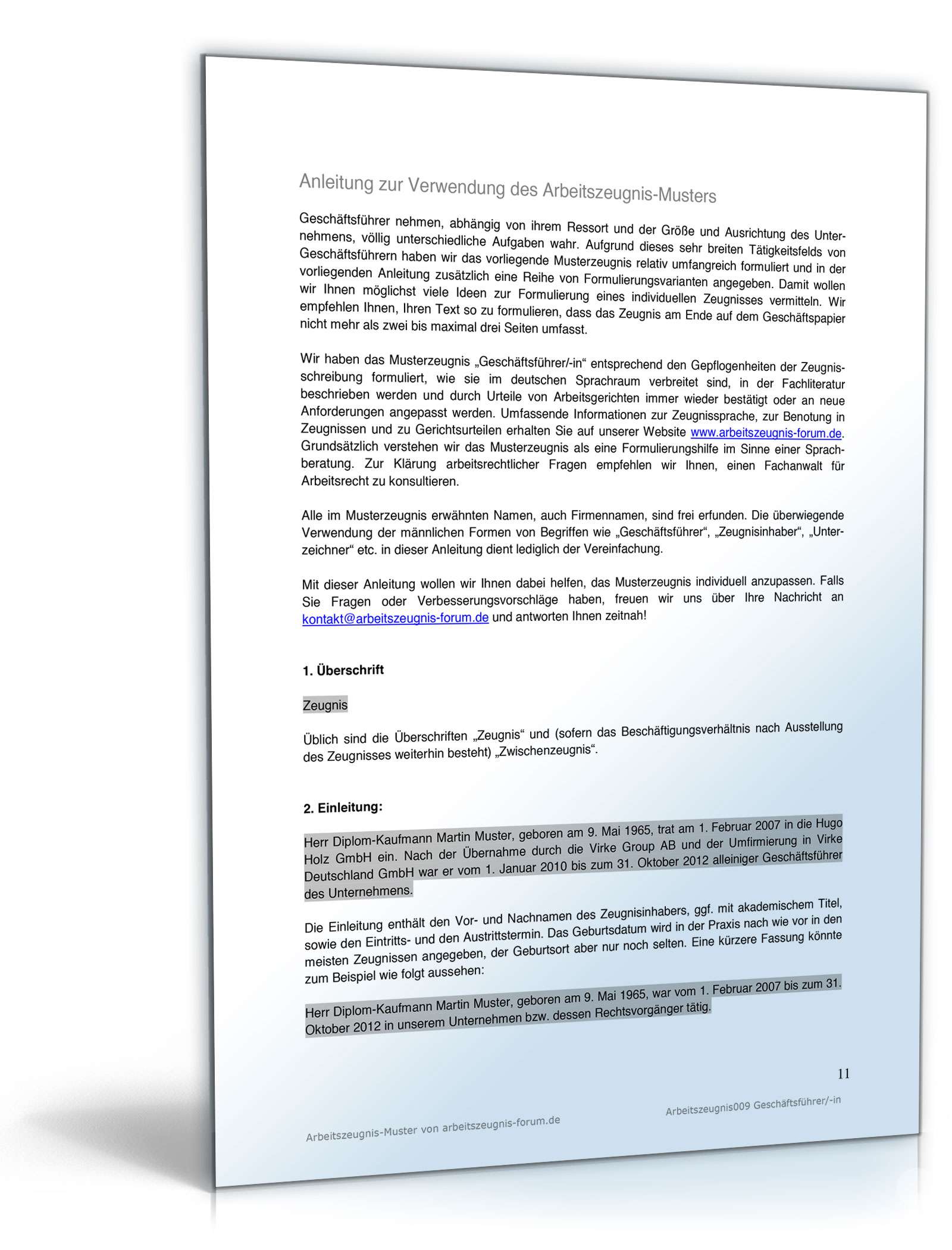 Arbeitszeugnis Geschäftsführer  PDF. Seite: 11