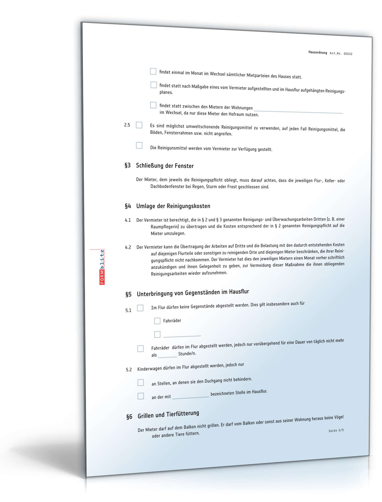 Hausordnung für Mietwohnung Word