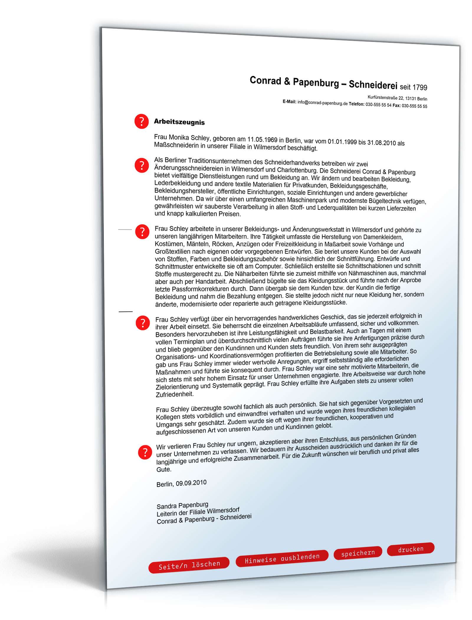 Arbeitszeugnis Schneider Note Zwei  PDF