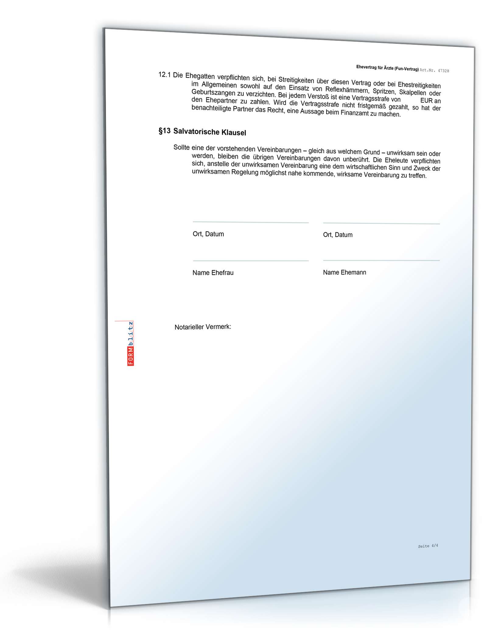Ehevertrag Ärzte Fun-Vertrag Word. Seite: 4