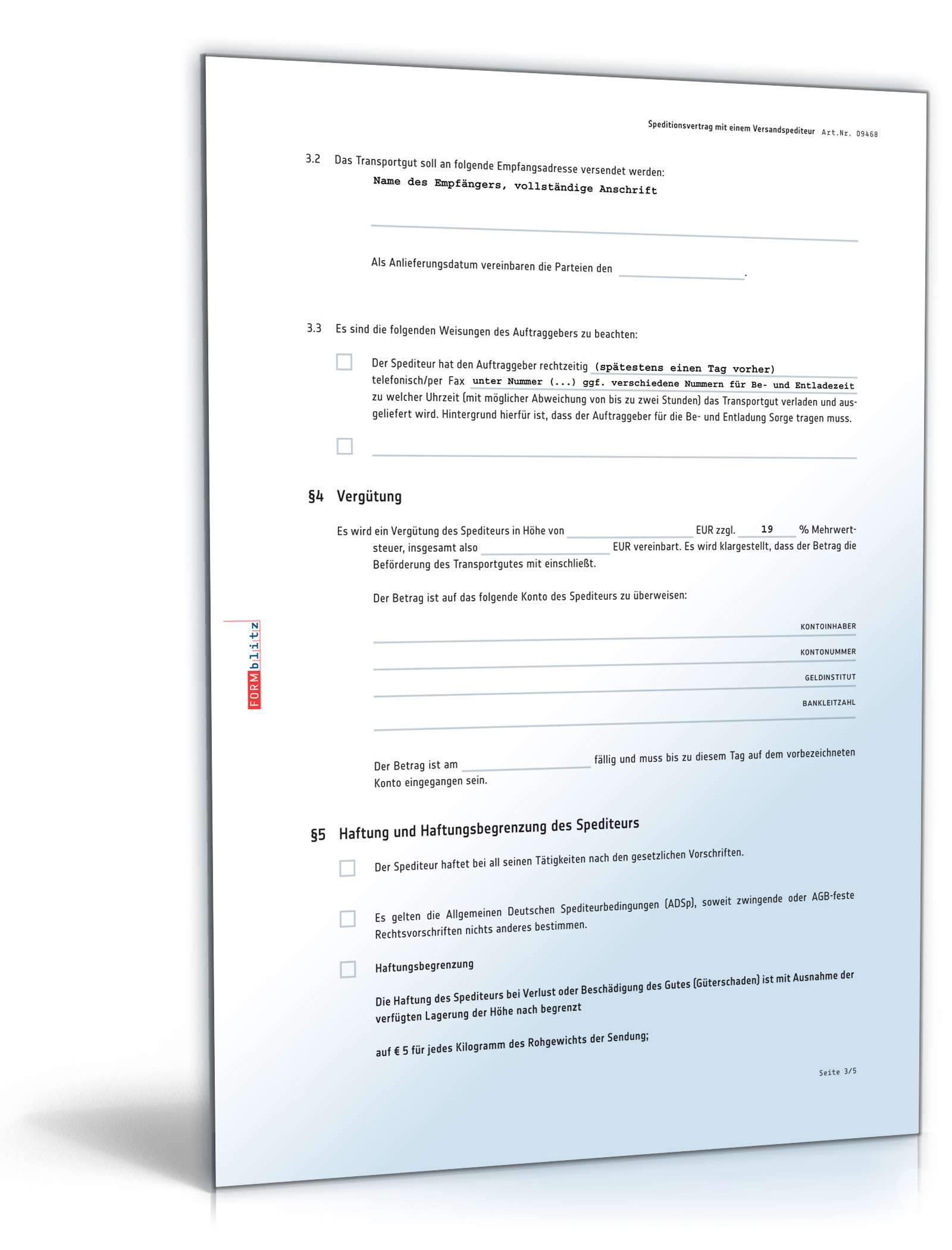 Speditionsvertrag PDF. Seite: 3
