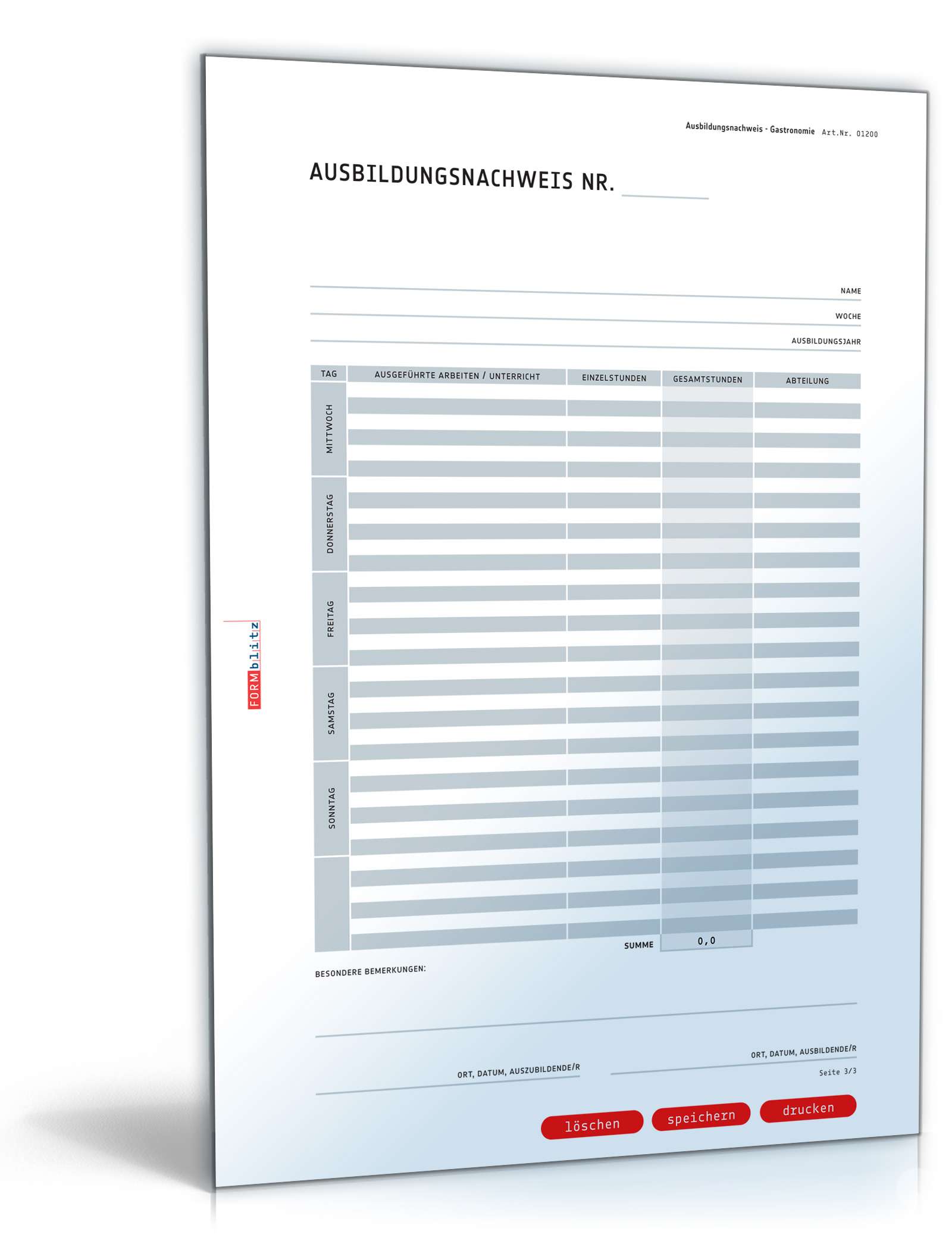 Ausbildungsnachweis für gastronomische Betriebe PDF. Seite: 3