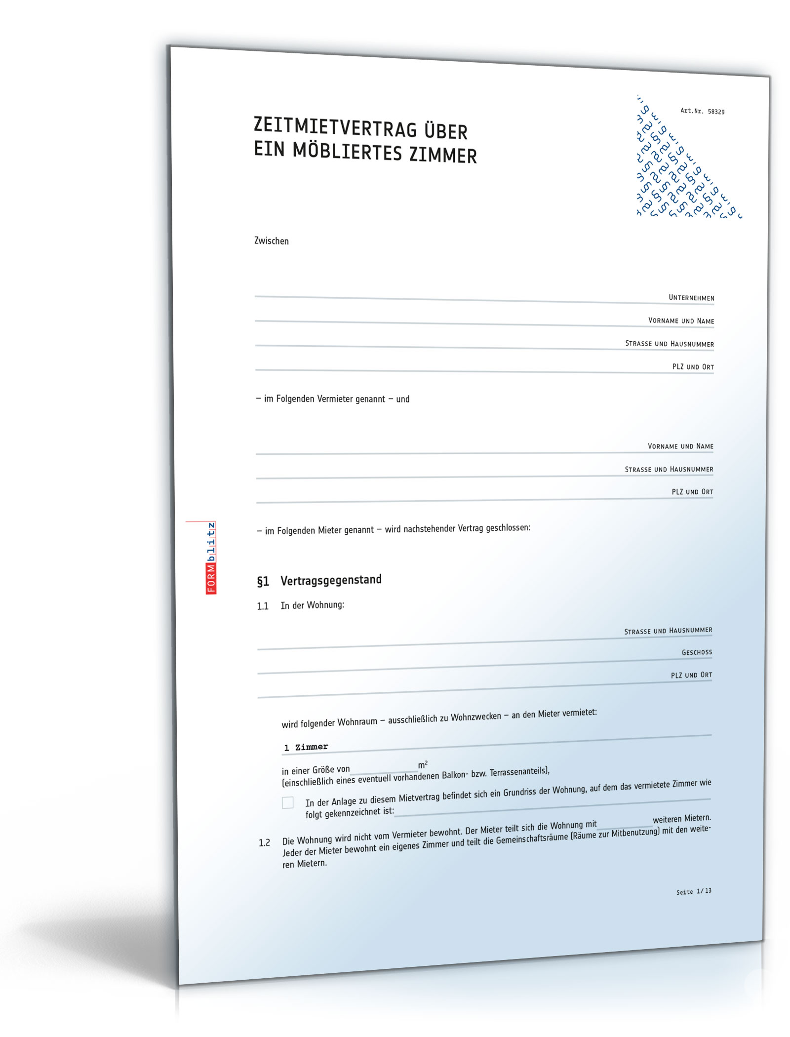 Mietvertrag möbliertes Zimmer Excel. Seite: 3