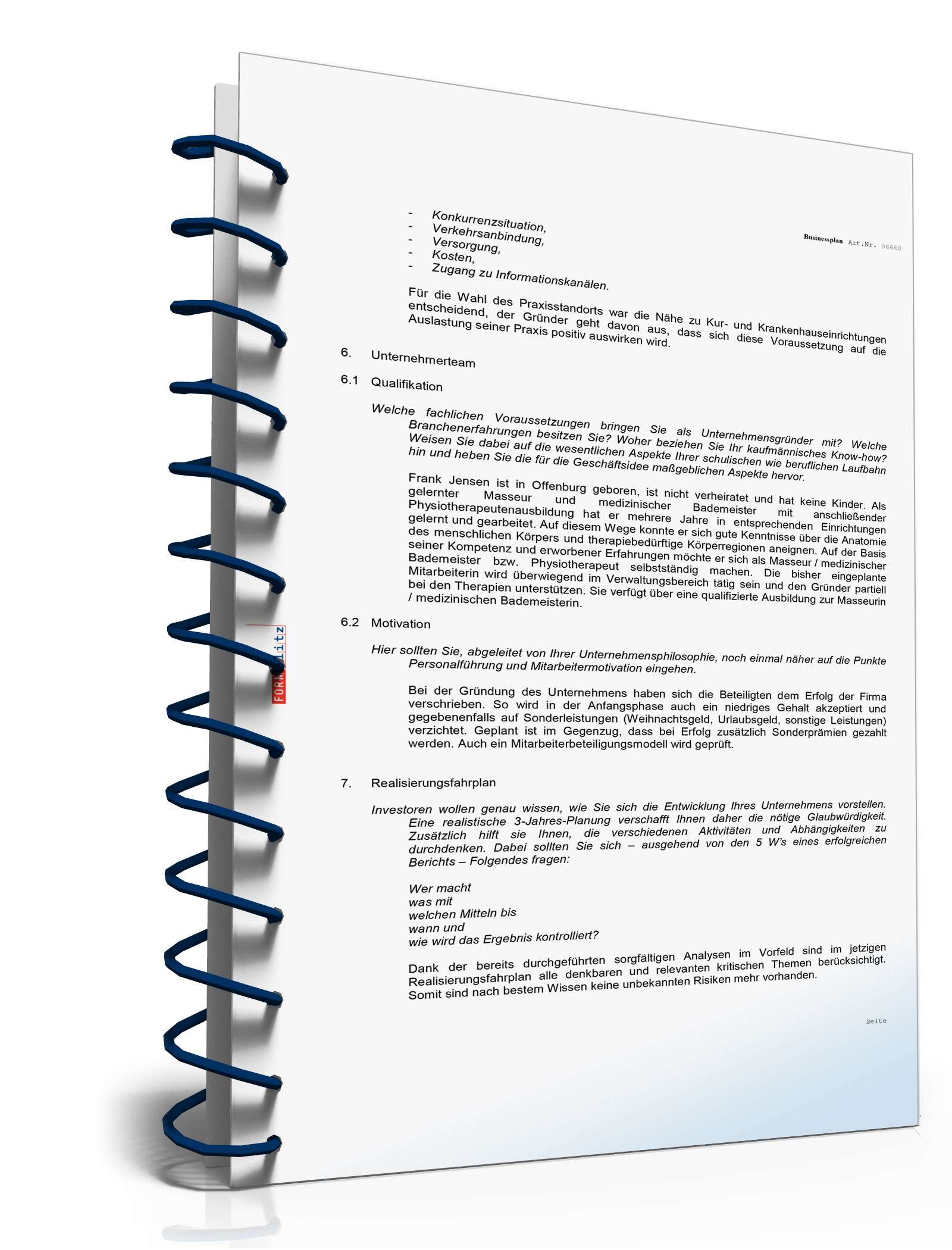 Businessplan Physiotherapie Excel. Seite: 11