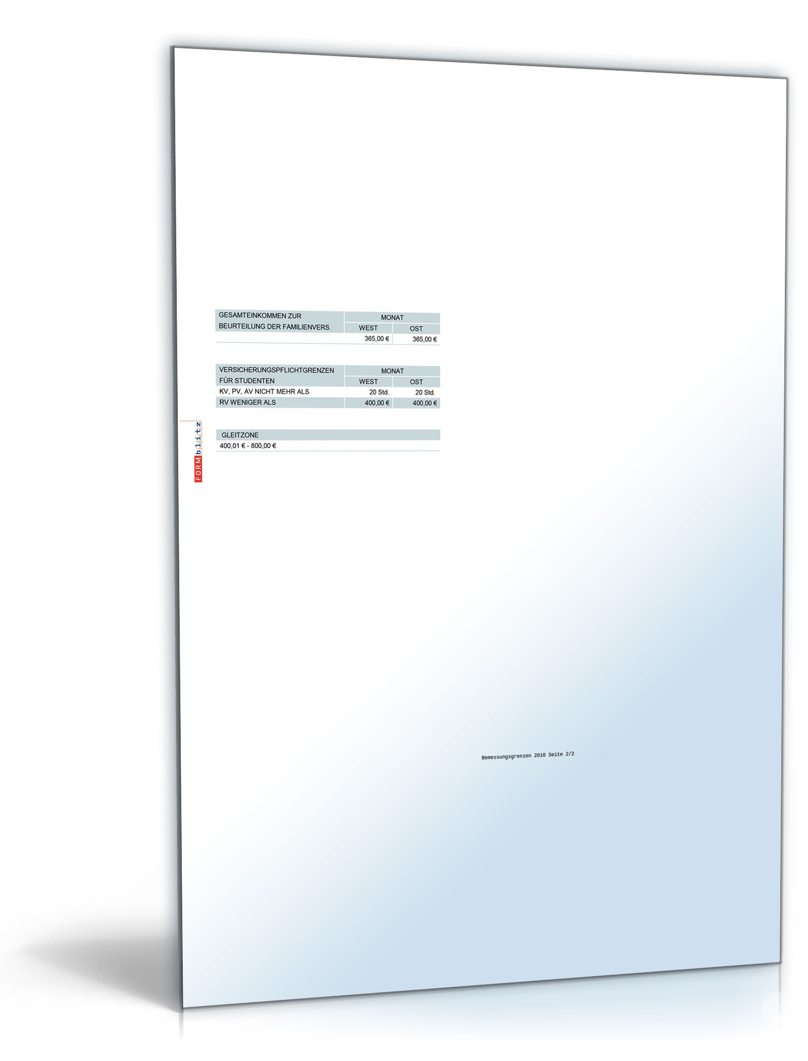 Diverse Pauschalsätze 2010/2011 Excel. Seite: 2