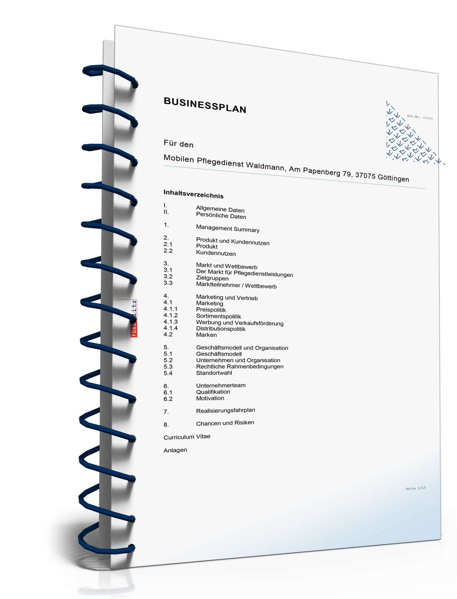 Businessplan Mobiler Pflegedienst Excel. Seite: 3
