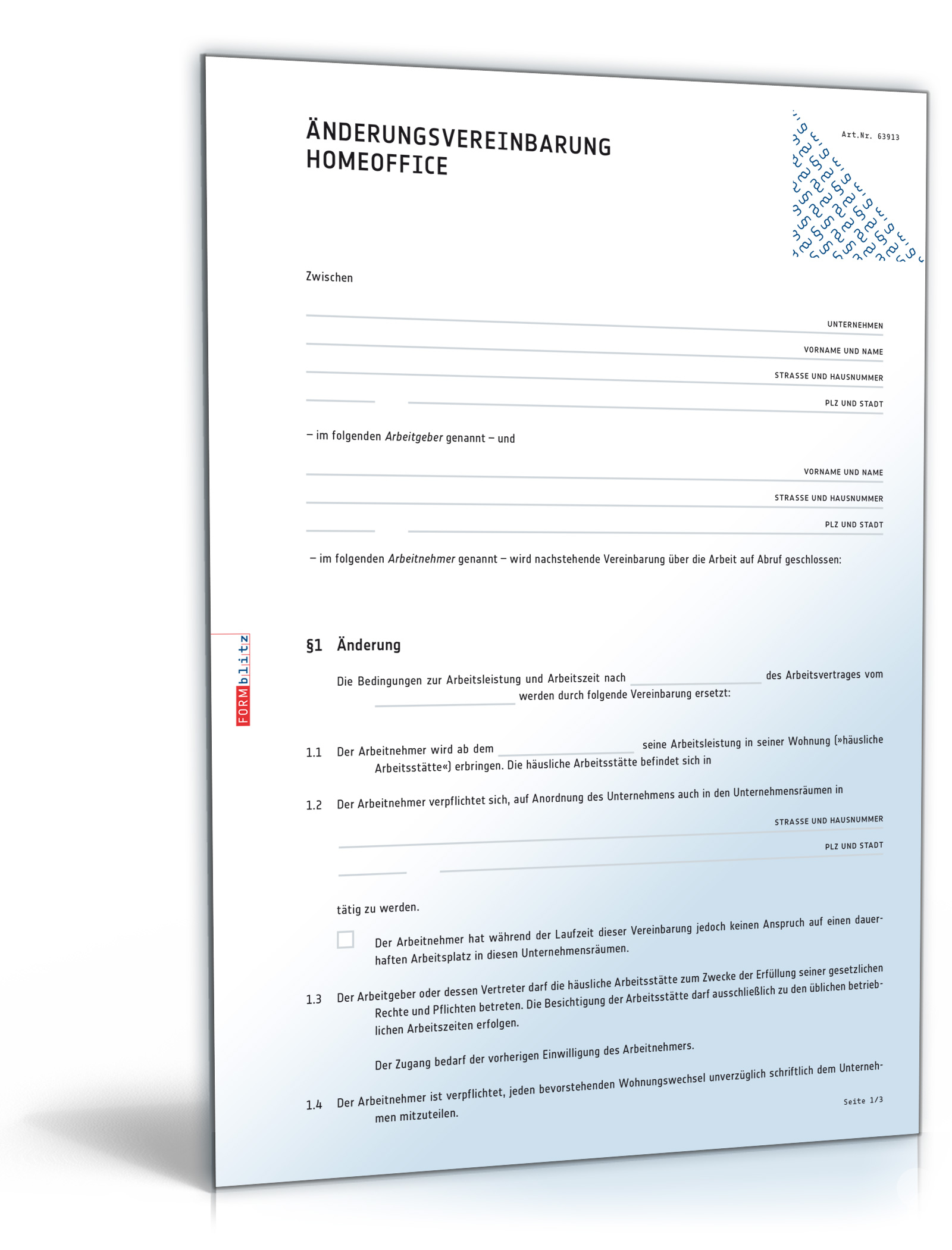 Änderungsvereinbarung Homeoffice PDF