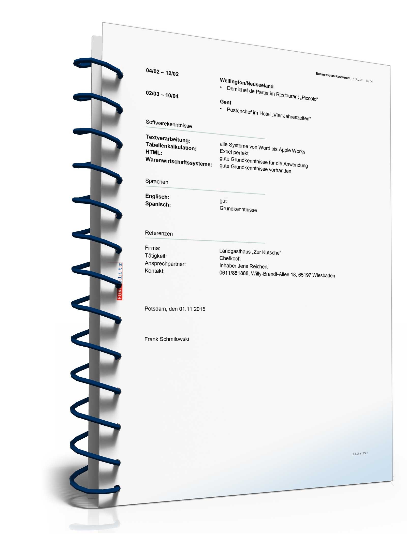 Businessplan Restaurant Excel. Seite: 15