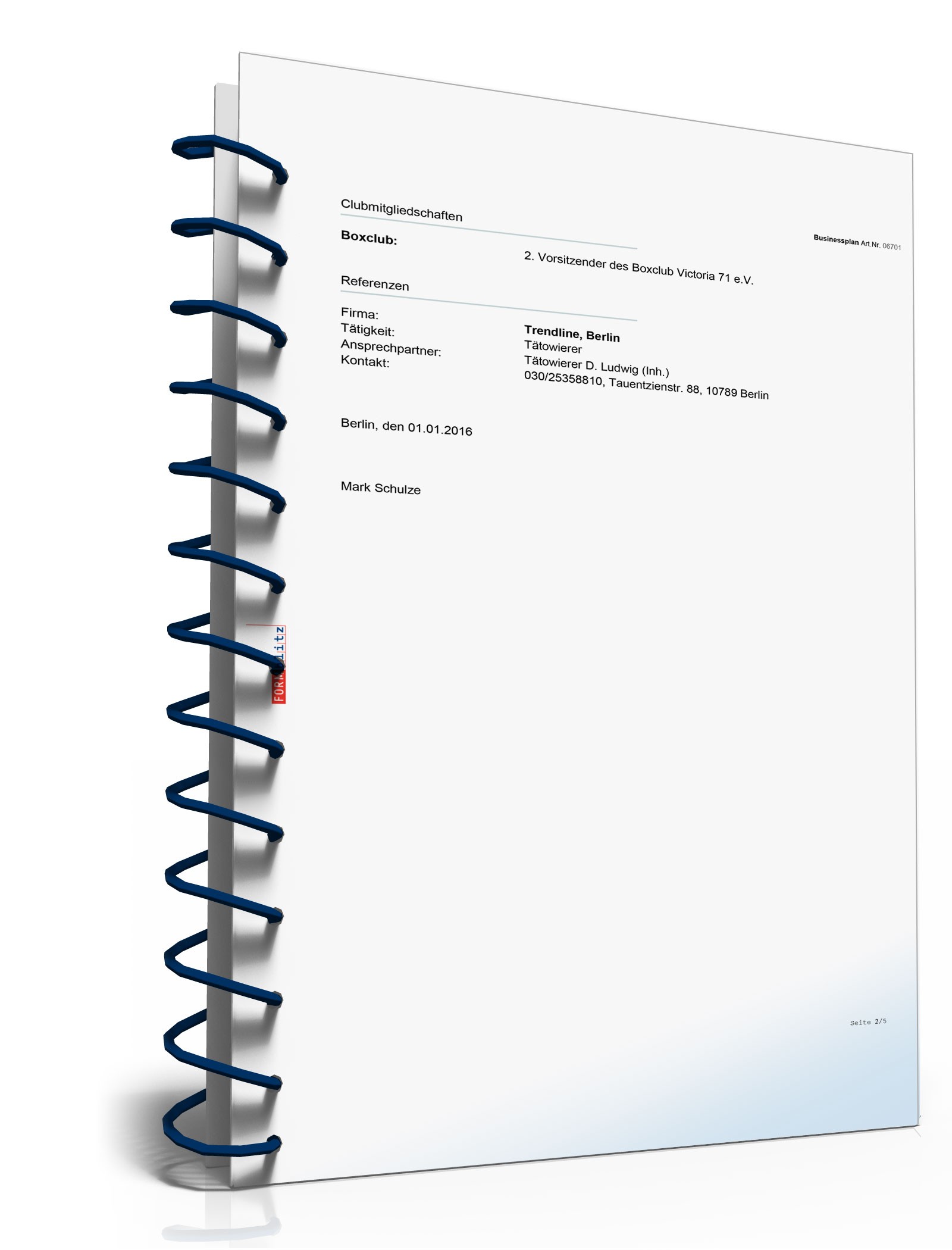 Businessplan Tattoo-Studio Excel. Seite: 11