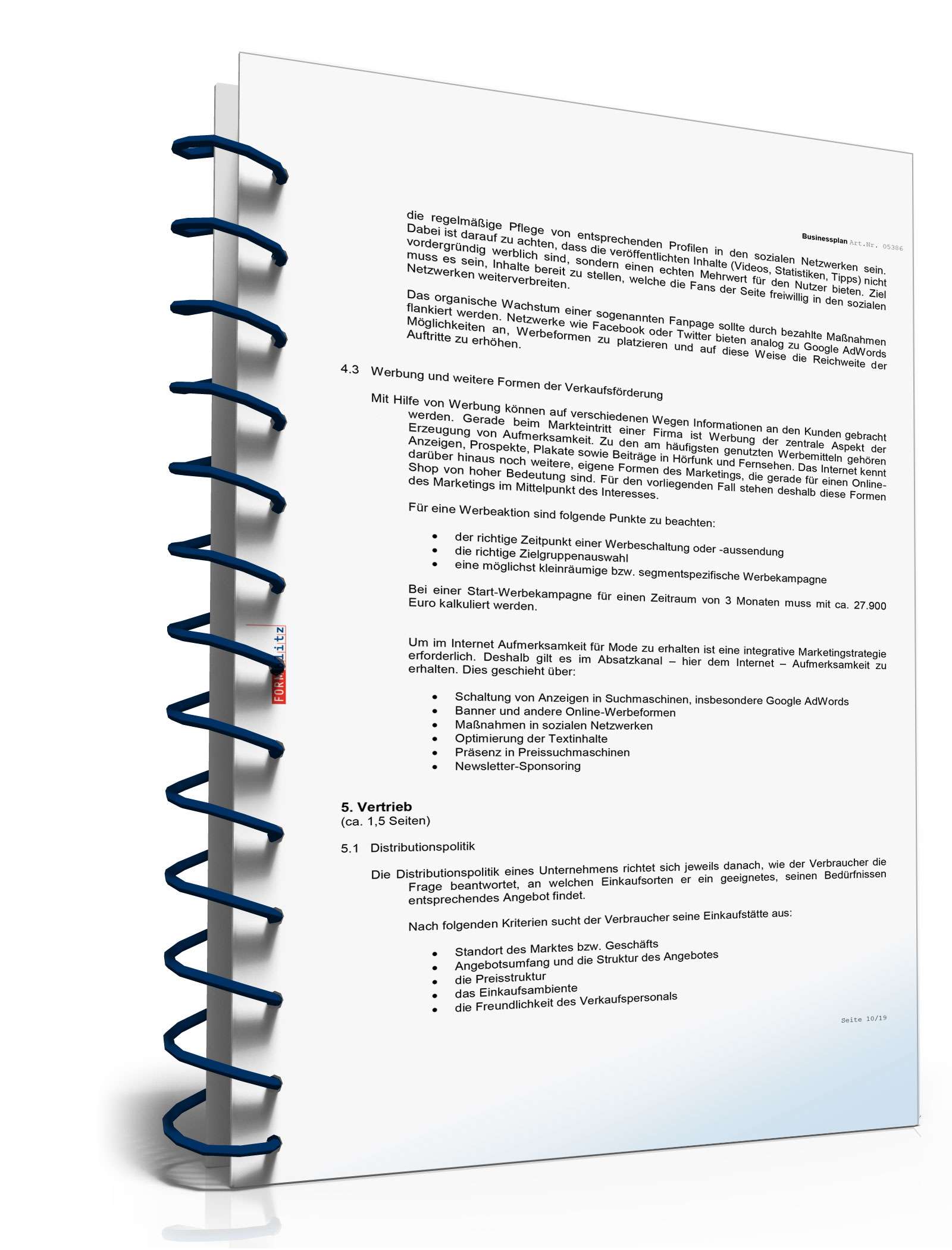 Businessplan Online-Shop Excel. Seite: 8