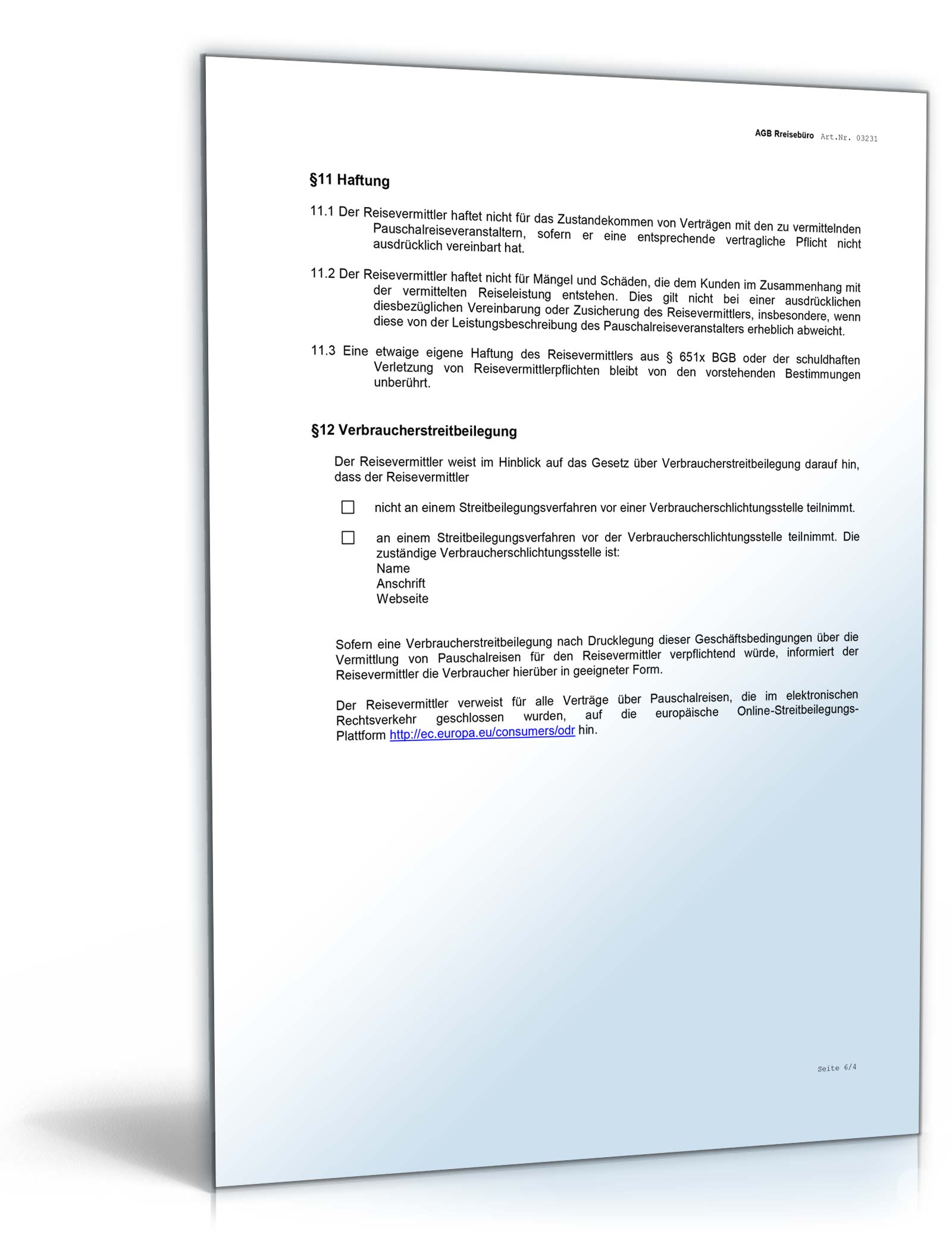 AGB Reisebüro Word. Seite: 4