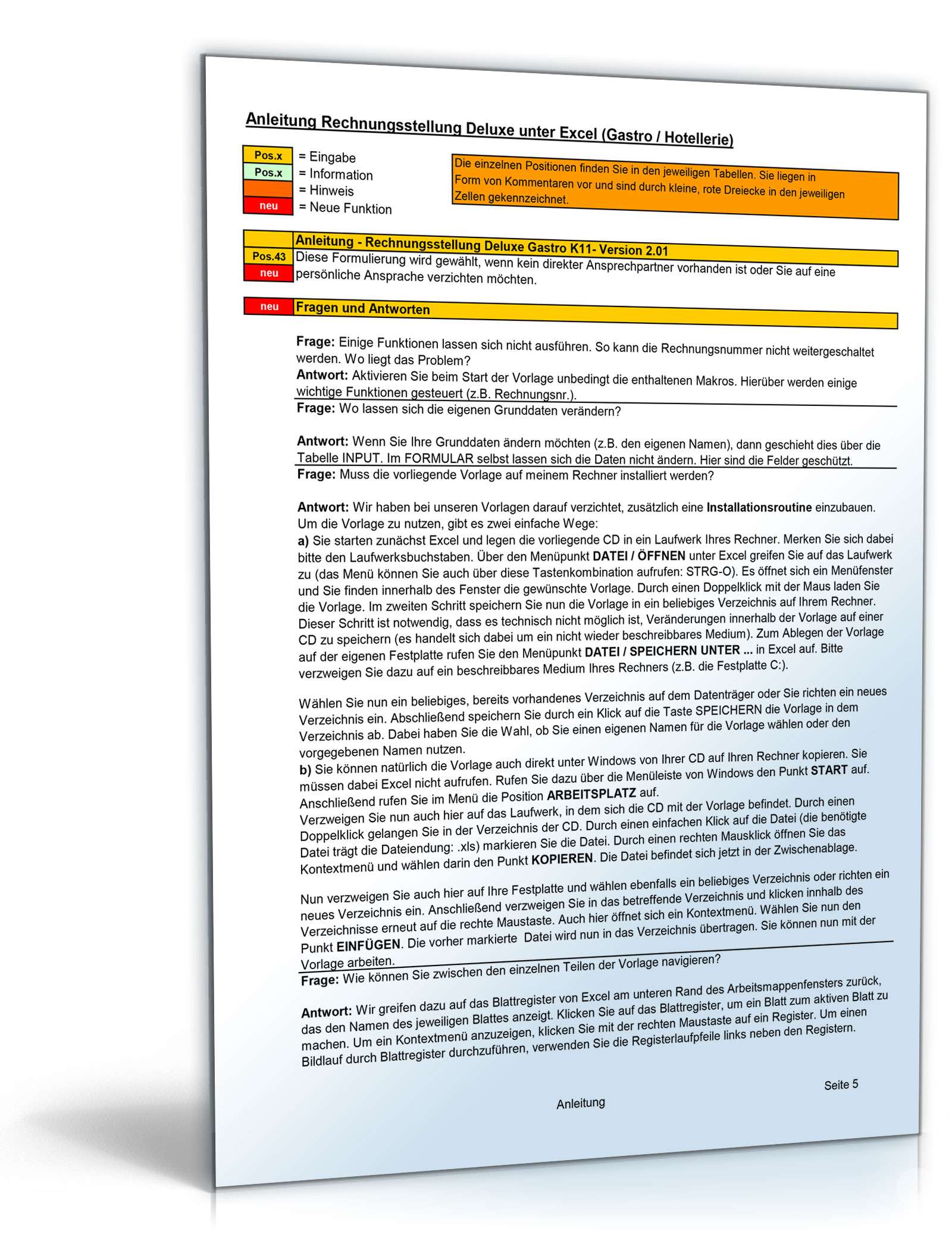 Rechnungsstellung Deluxe Gastronomie Excel. Seite: 6