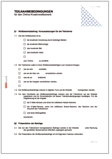 Teilnahmebedingungen Online-Kreativwettbewerb Word