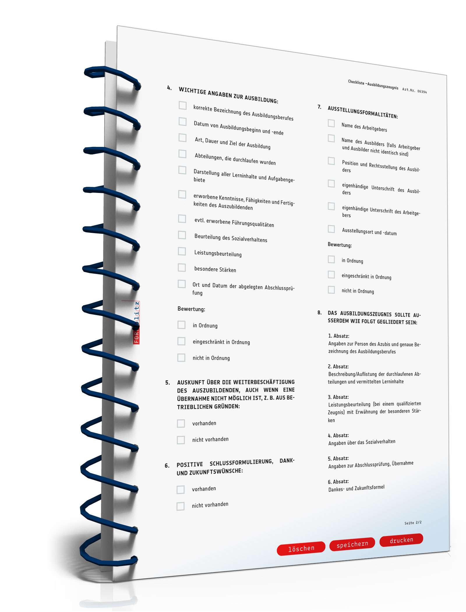 Checkliste Ausbildungszeugnis PDF. Seite: 2